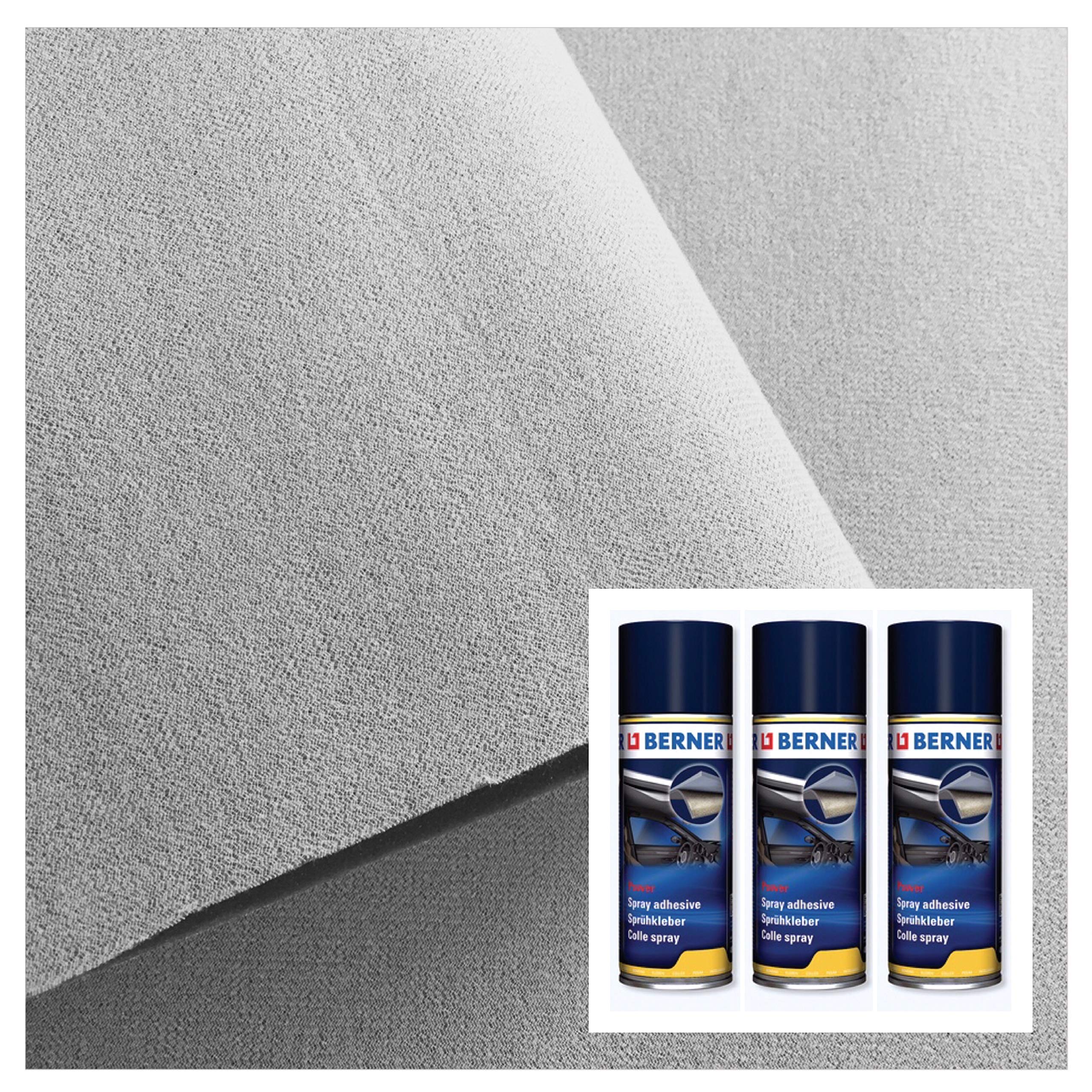 2R Stock SRL Tissu Ciel De Toit Voiture Audi VW Avec Mousse 3mm - Noir 0.50x1.50m
