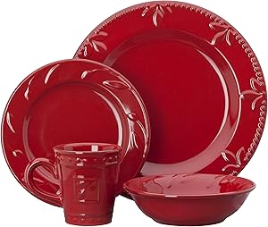 Signature Housewares Sorrento Collection 4 Piece Place Setting Window Box, Ruby