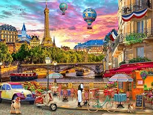 Vermont Christmas Company Parisian Sunset Jigsaw Puzzle 550 Piece - Large Pieces - Fully Interlocking & Randomly Shaped - 24" x 18"