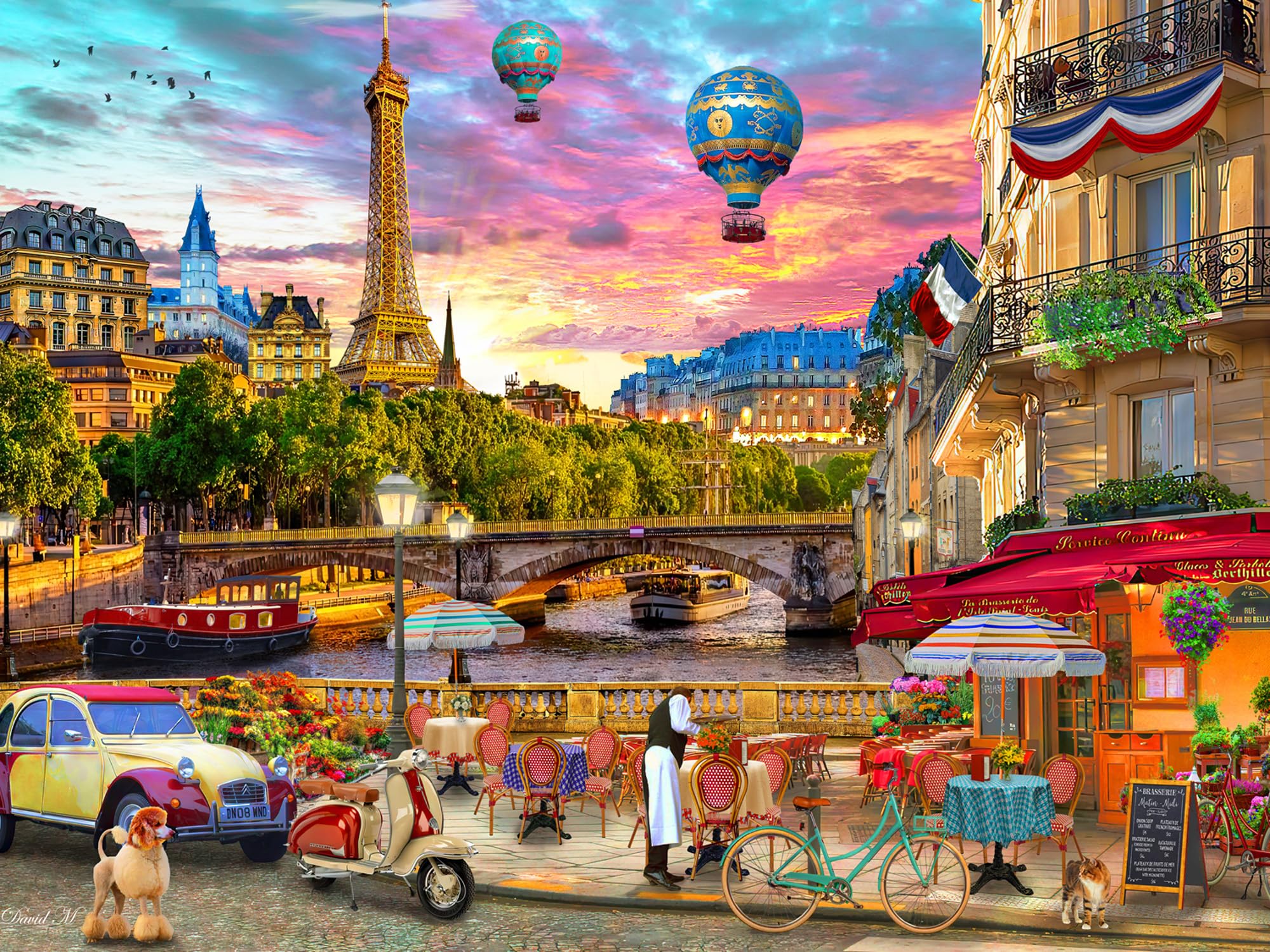 Vermont Christmas Company Parisian Sunset Jigsaw Puzzle 550 Piece - Large Pieces - Fully Interlocking & Randomly Shaped - 24" x 18"