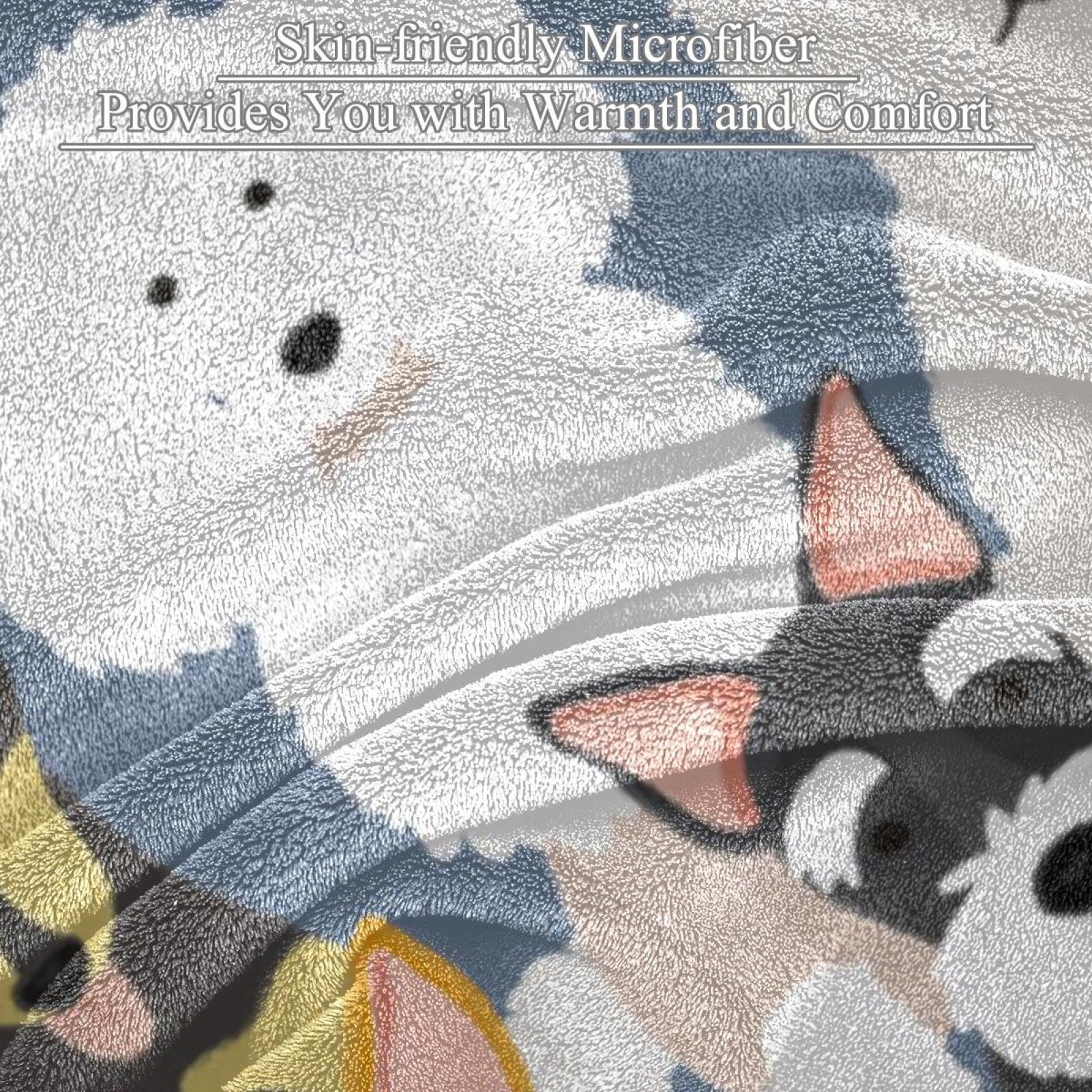 Couverture Polaire Chiens Mignons Couverture Microfibre Chaude Et Douce Jeté De Canapé Couverture 150×200cm