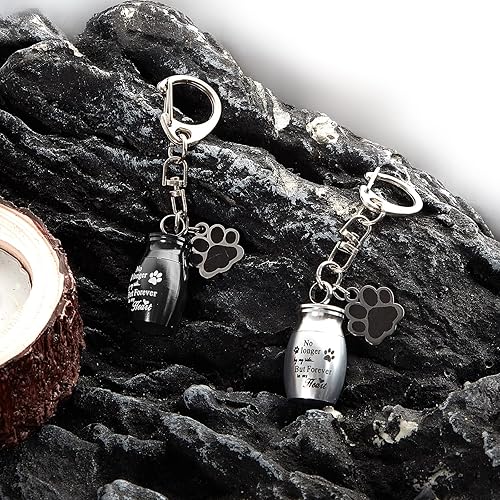 Miniatura 5 de Sasylvia Llavero de urna para mascotas, llavero para cenizas de mascotas, joyería de cremación de recuerdo de perros, joyería de acero inoxidable,