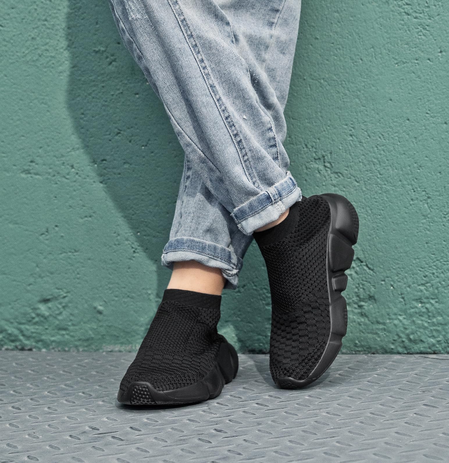 Santiro Zapatos para niños y niñas, zapatos de punto transpirables sin cordones