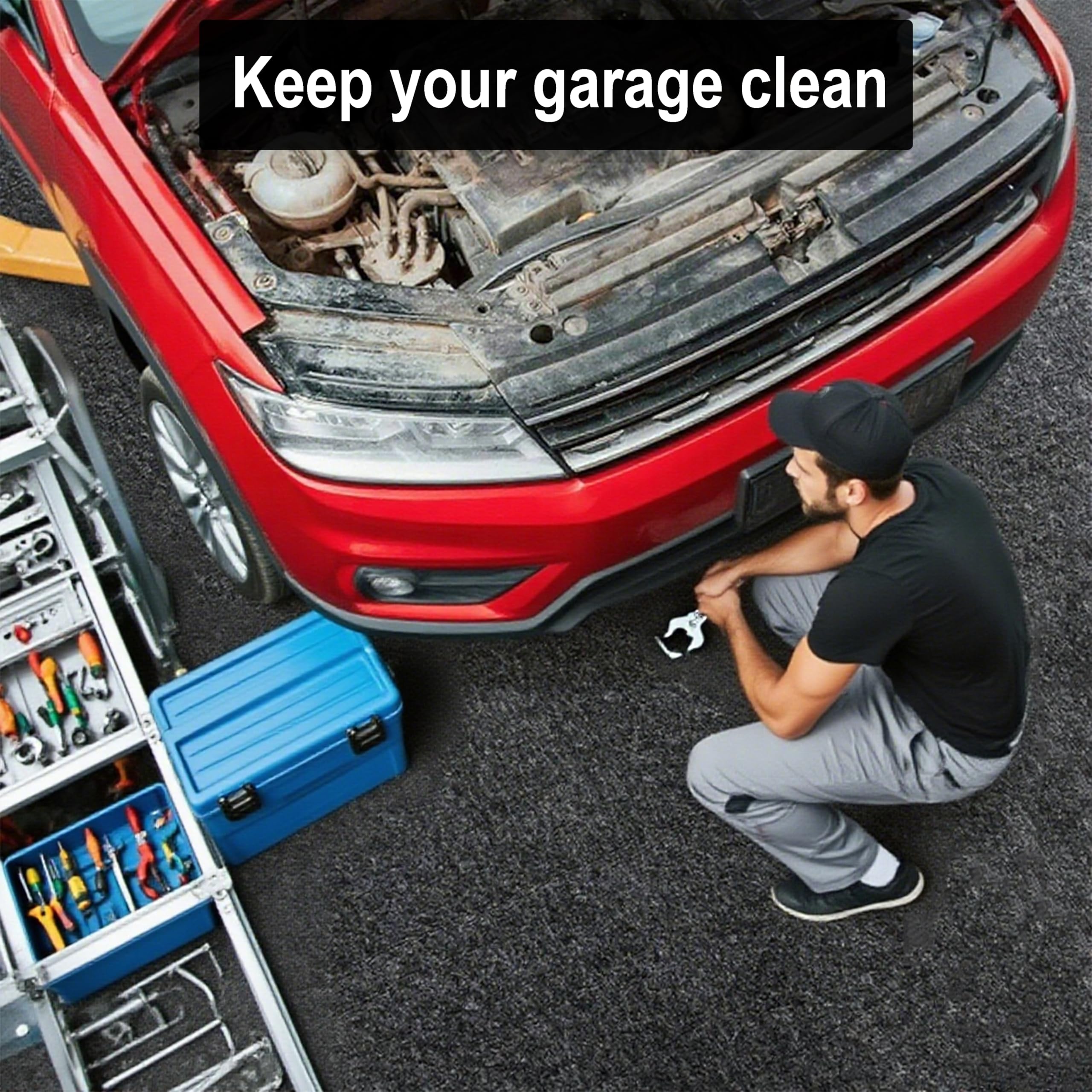 Oil Spill Mat 36x60 Garage Floor Mat for Under Car Motorcycle Premium Absorbent Oil Pad with Waterproof Backing — view 7