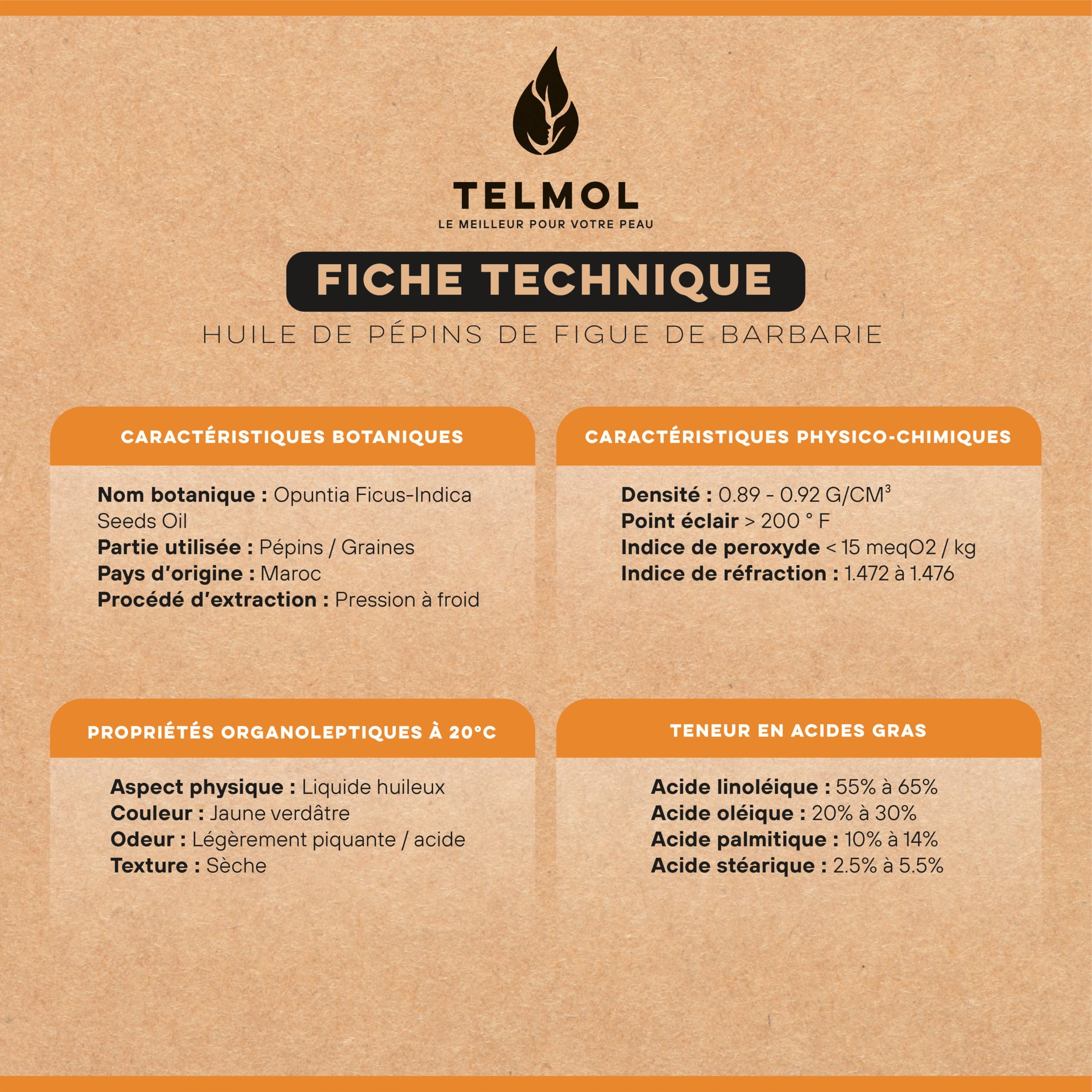 Huile de Pépins de Figue de Barbarie Bio (30ml) — Flacon en verre violet biophotonique & Pipette — 100% Pure, Première Pression à Froid — Huile de Figue de Barbarie Bio Visage Anti-Âge