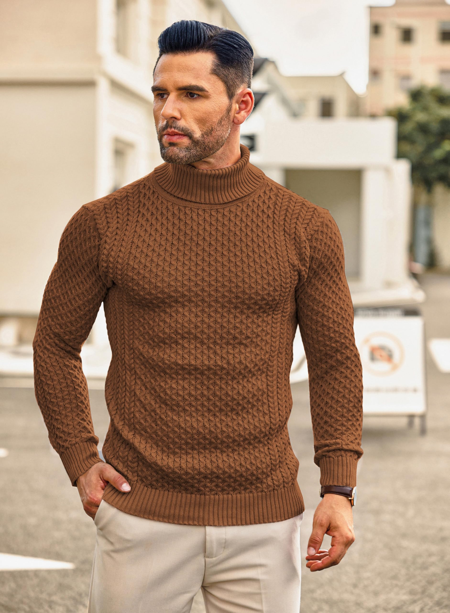 COOFANDY Maglione Dolcevita Uomo - Invernali Maglioni Maglione a Collo Alto Slim Fit a Manica Lunga Maglia Maglione