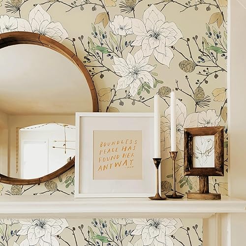 Miniatura 2 de Safiyya Papel tapiz de contacto floral, papel tapiz de flores vintage para despegar y pegar, papel tapiz bohemio extraíble, papel adhesivo