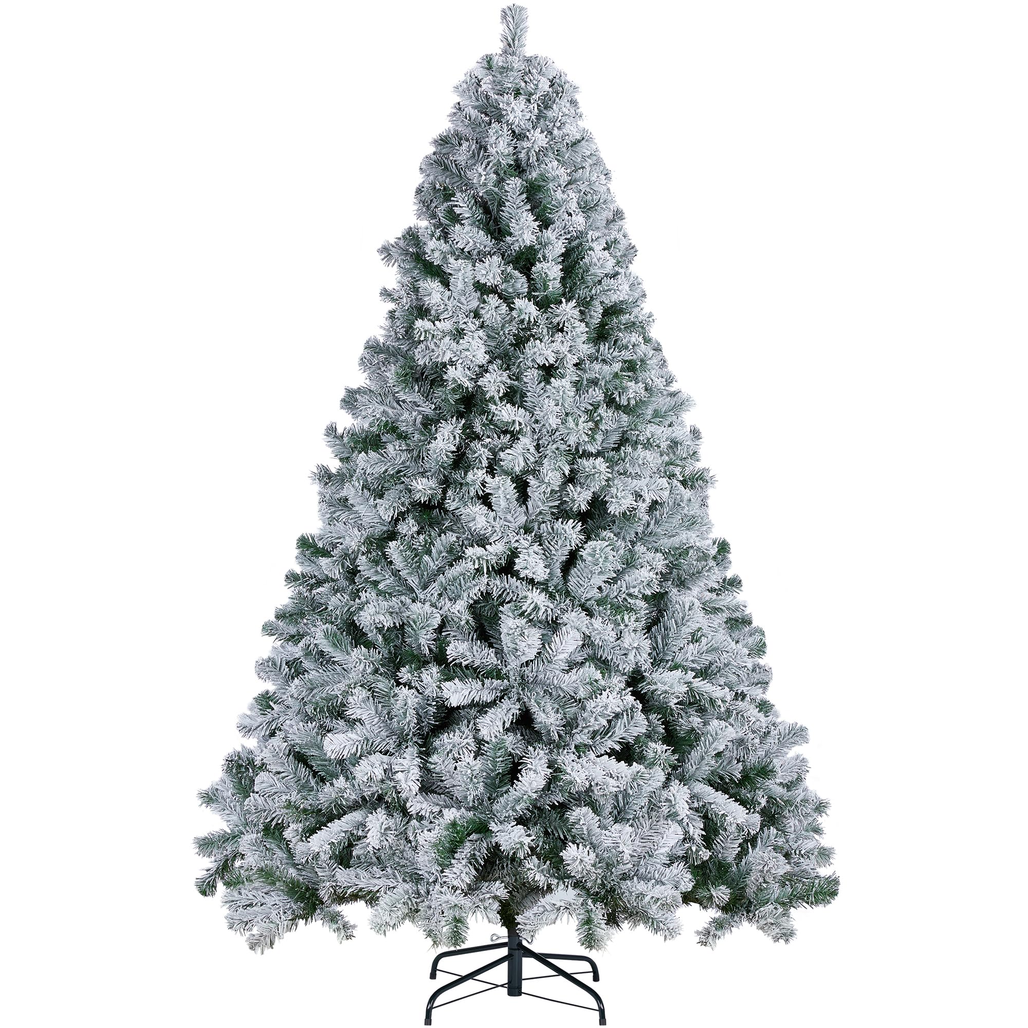 Yaheetech Albero di Natale Innevato Artificiale 228 cm Effetto Realistico Folto 1284 Rami con Supporto in Metallo Pieghevole Decorazioni Nataliaze Bianco