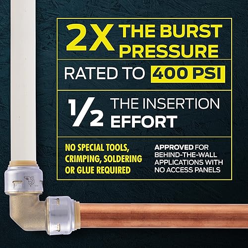 Miniatura 16 de SharkBite Codo máximo de 1/2 pulgada de 90 grados, paquete de 4, empalme para conectar tubería de latón, tubo PEX, cobre, CPVC, PE-RT, HDPE, UR248A4