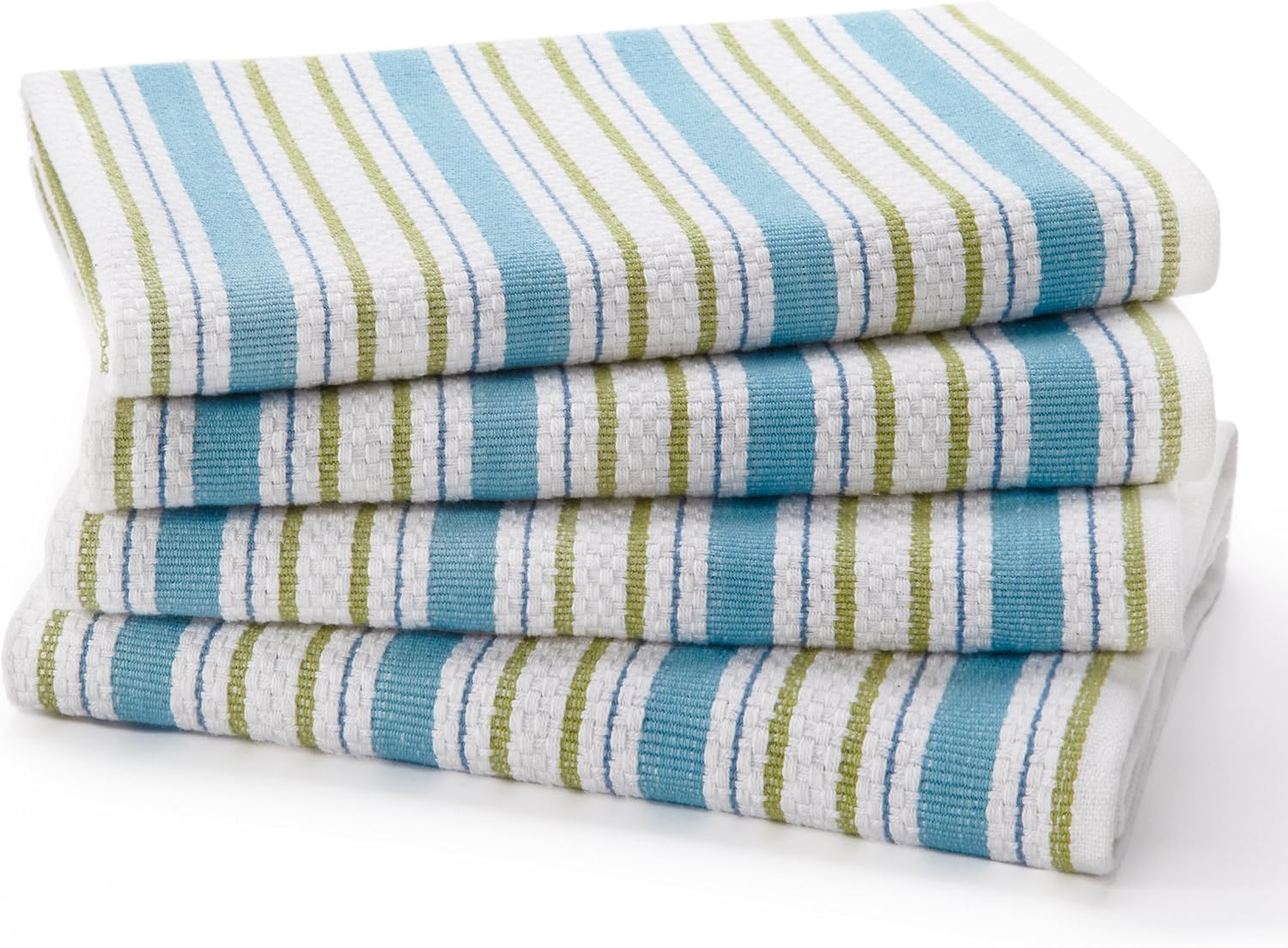 COTTON CRAFT Oversized Kitchen Towels - 4 Pack 100% Cotton Basketweave Tea Dish Towels - Absorbent Reusable Low Lint - Cooking Drying Restaurant Bar Cleaning Cloth Napkin - 20 x 30 Periwinkle Stripe