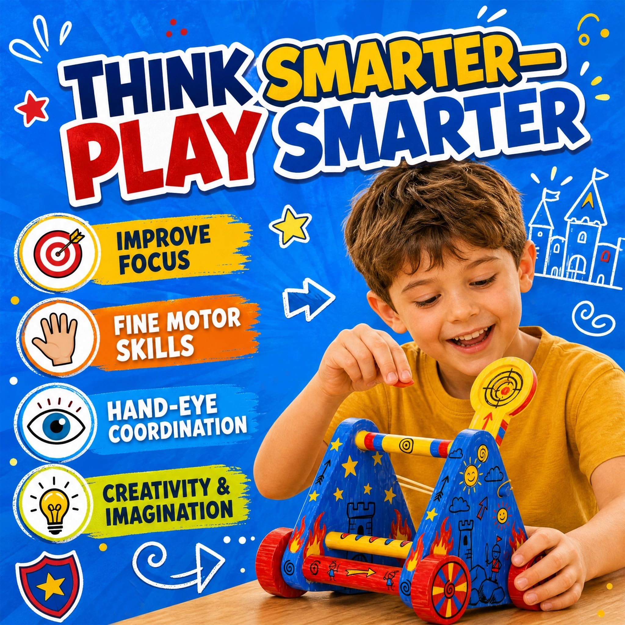 Wooden Catapult Craft Kit for Kids - Build & Paint! -4