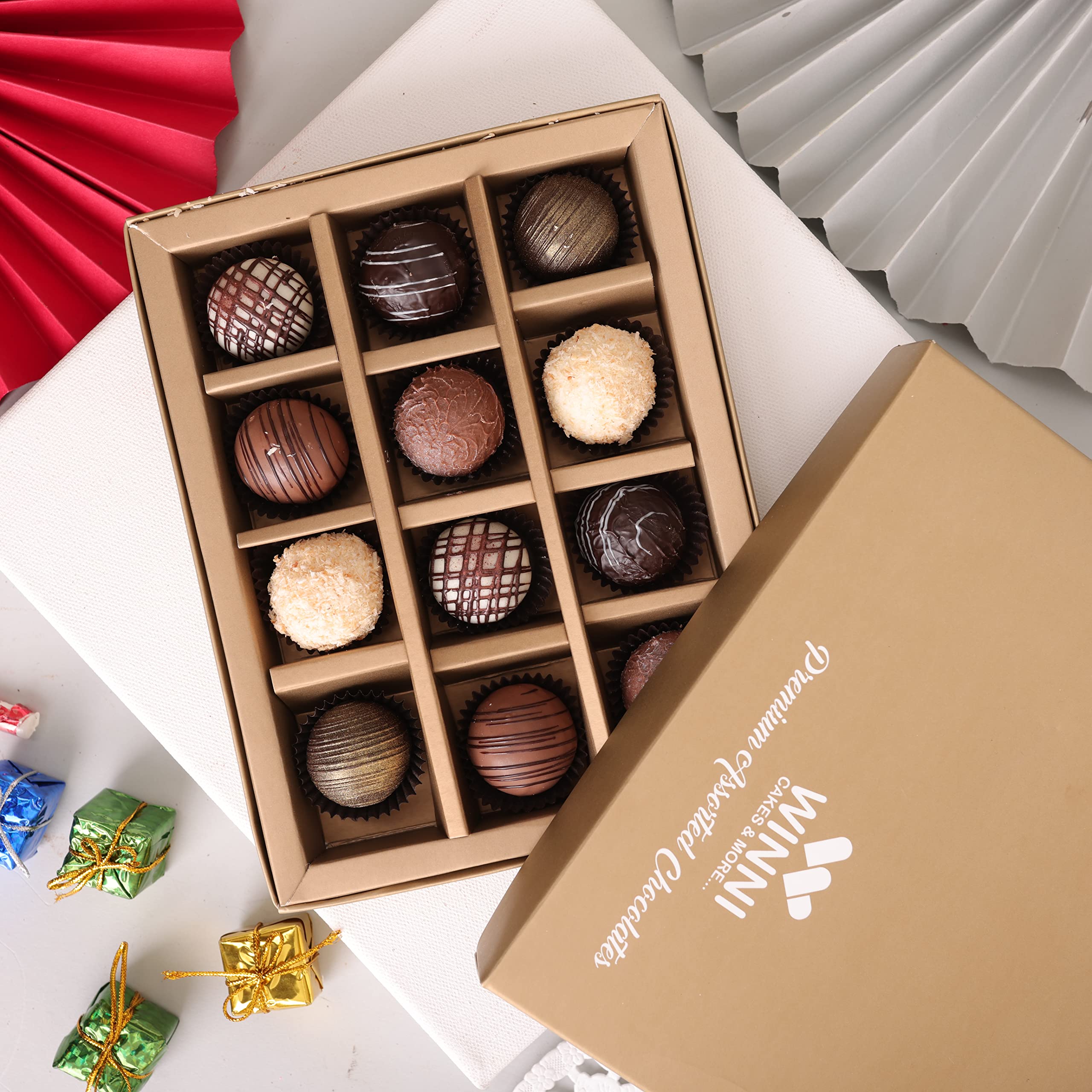 Winni - 12 Pcs Truffles Chocolate Belgian luxury Chocolate Gift, Bouquet | Handmade Celebration Premium Gift For, Teachers, Girlfriend, Boyfriend (B0DF5F59J8) Amazon Price History, Amazon Price Tracker
