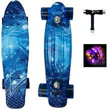 Skateboard for Kids Mini Cruiser Skateboard Complete 22 Inch with LED Light Wheels for Adults Children Beginners Girls Boys Birthday Gift