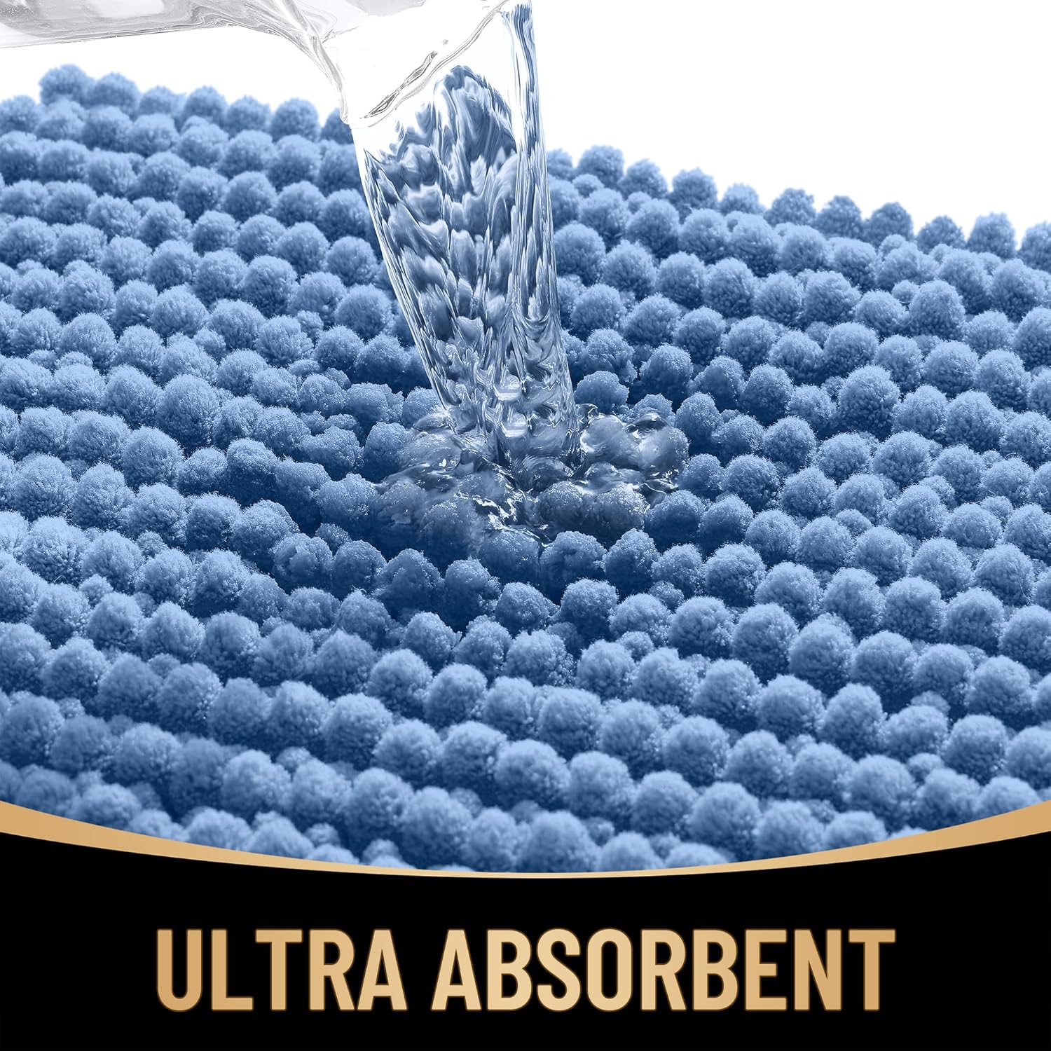 OLANLY Thick Bathroom Runner Rugs 47x24, Extra Soft Absorbent Chenille Bath Rugs, Rubber Backing, Machine Wash, Long Bath Mats for Bathroom, Tub and Shower, Home Decor Accessories, Cornflower Blue