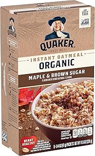 Quaker Organic Instant Oatmeal, Maple & Brown Sugar, Breakfast Cereal, 8 Packets