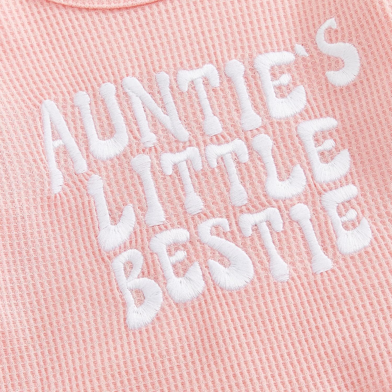 Aunties Bestie Baby Outfit Toddler Girl Long Sleeve Pullover Tops and Waffle Pants Set 2Pcs Infant Fall Winter Clothes - Image 5