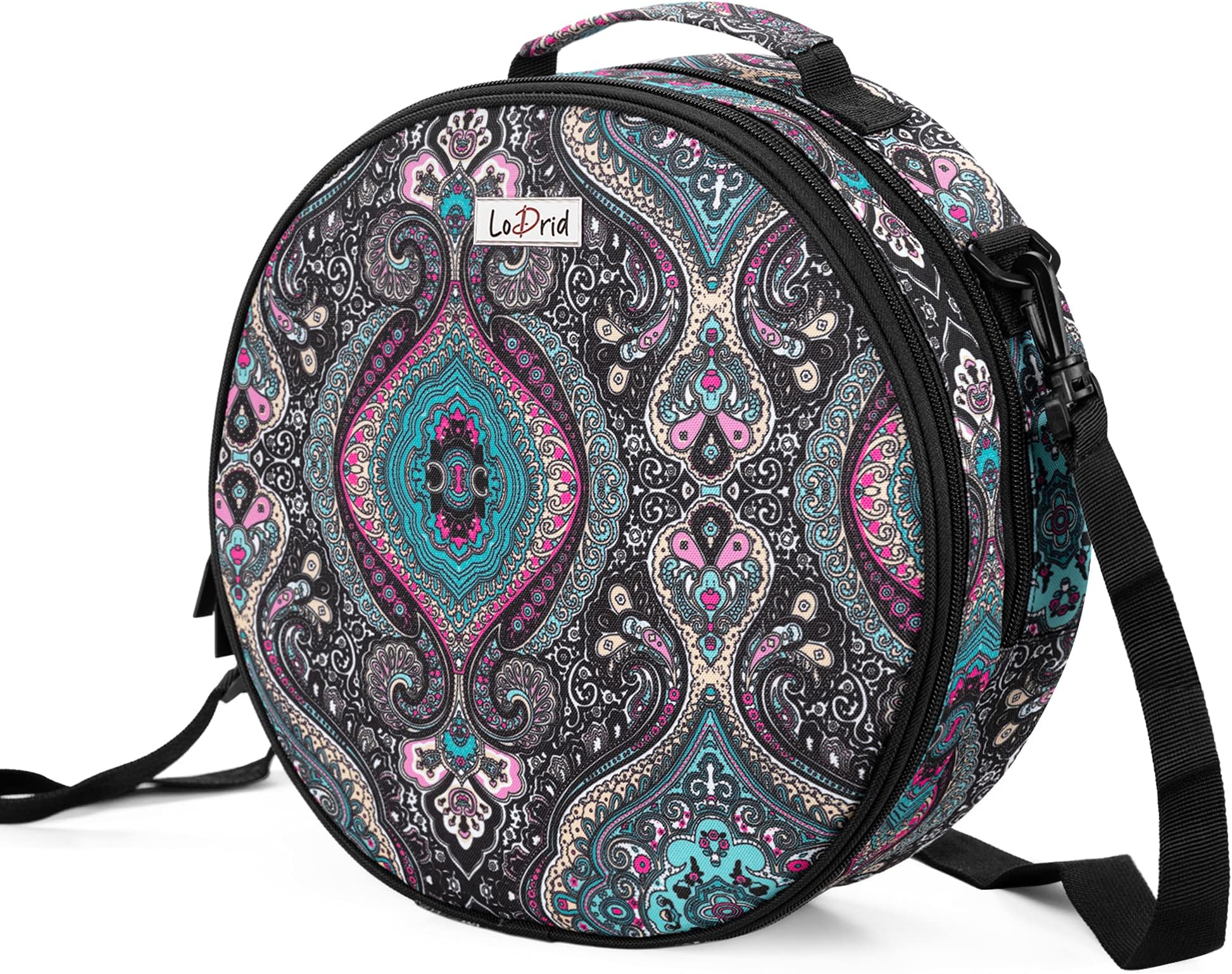 Embroidery Bag, Double-layer Round Embroidery Project Storage Bag for Storing Embroidery Kits and Cross Stitch Kits, with Handle and Shoulder Strap, Totem, Bag Only