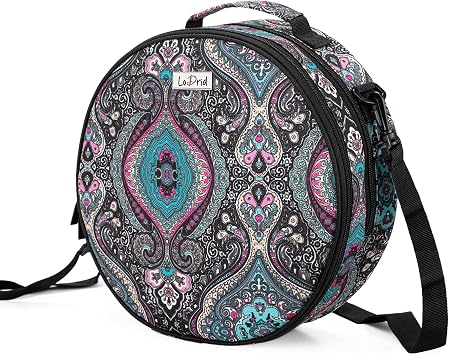 LoDrid Embroidery Bag, Double-Layer Round Embroidery Project Storage Bag for Storing Embroidery Kits and Cross Stitch Kits, with Handle and Shoulder Strap, Totem, Bag Only