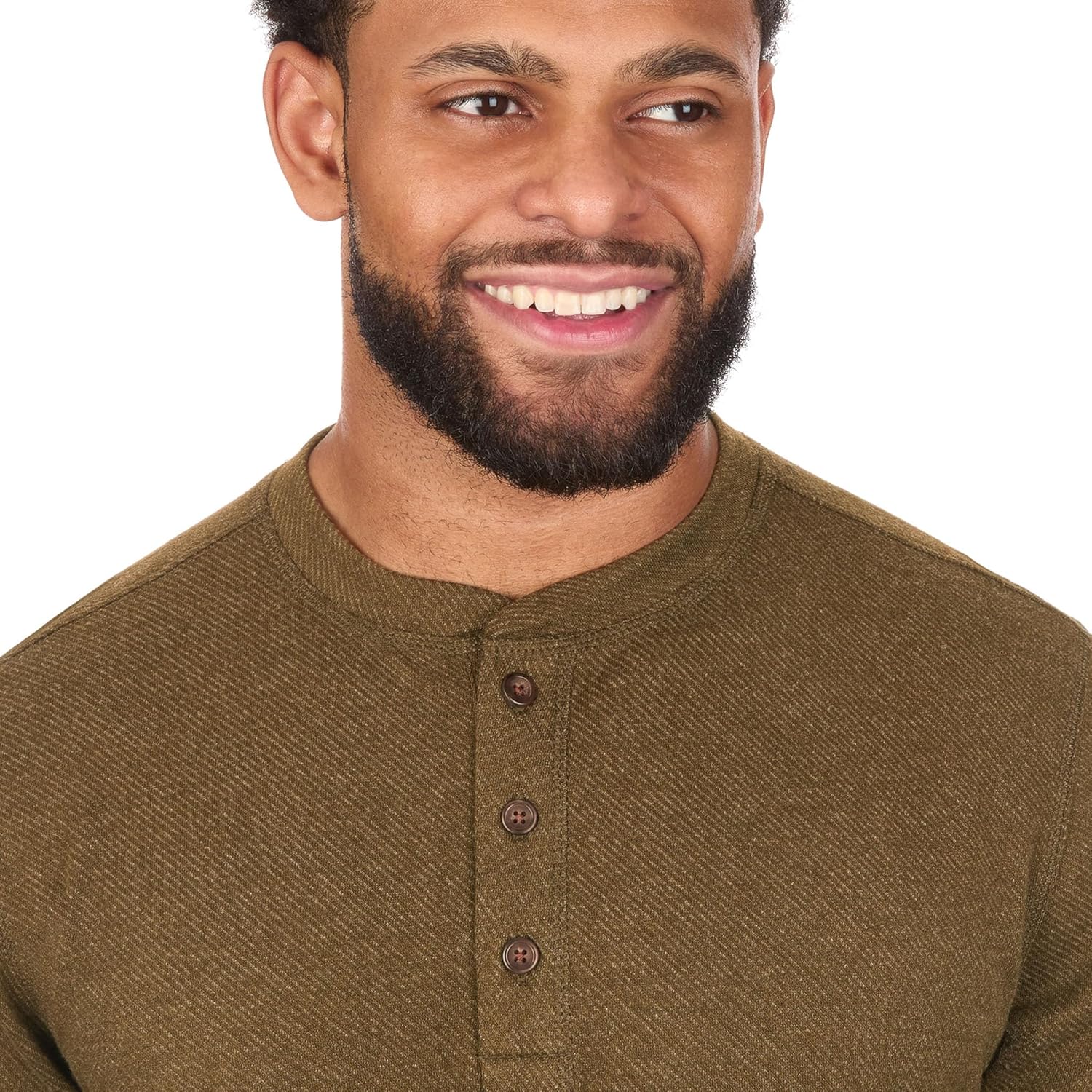 Coleman Long Sleeve Brushed Back Stretch Twill Double Knit Henley Shirt with Textured Fabric Detail - Image 2