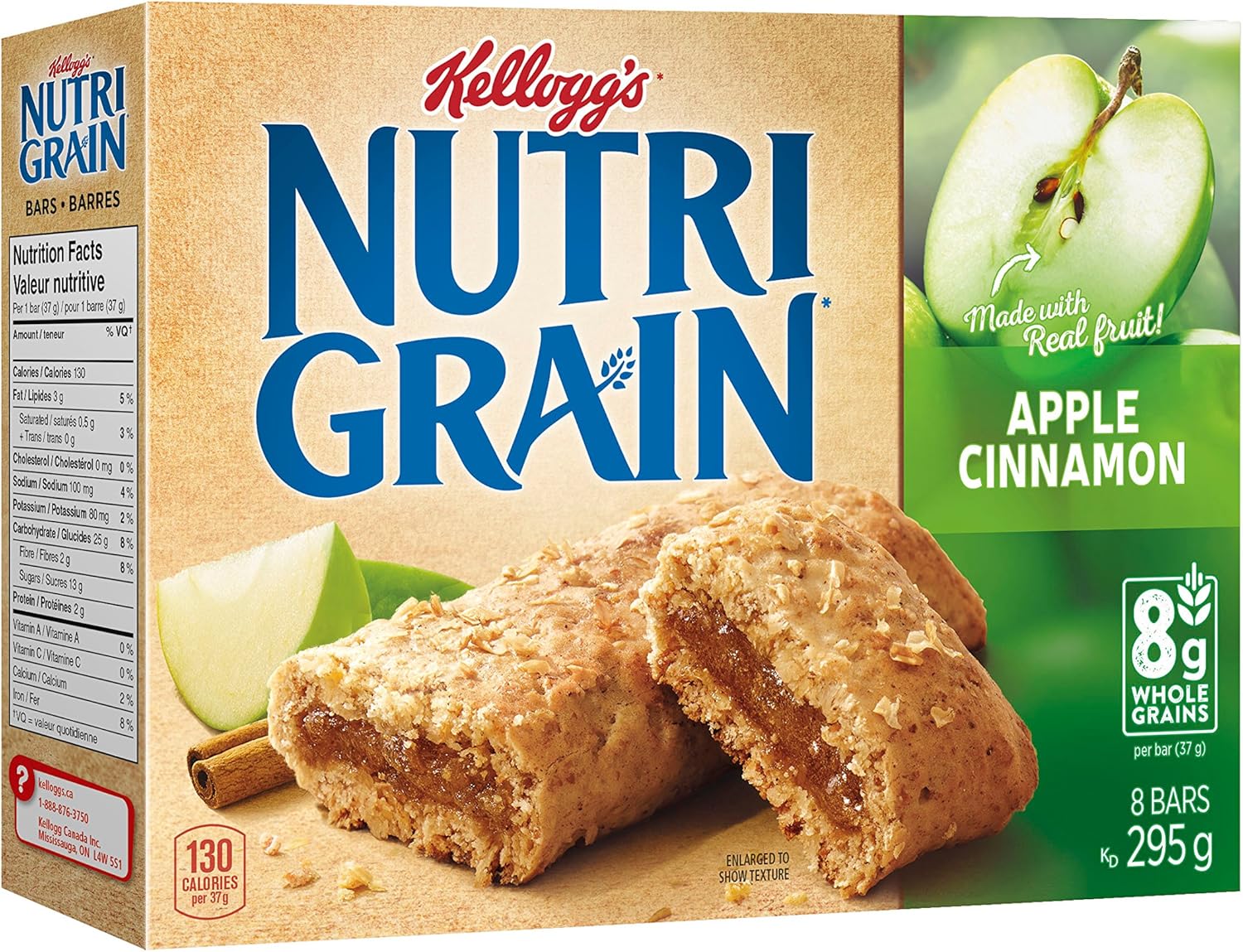 Kellogg's Nutri Grain Cereal Bars, Apple Cinnamon, 8 Bars 295 ...
