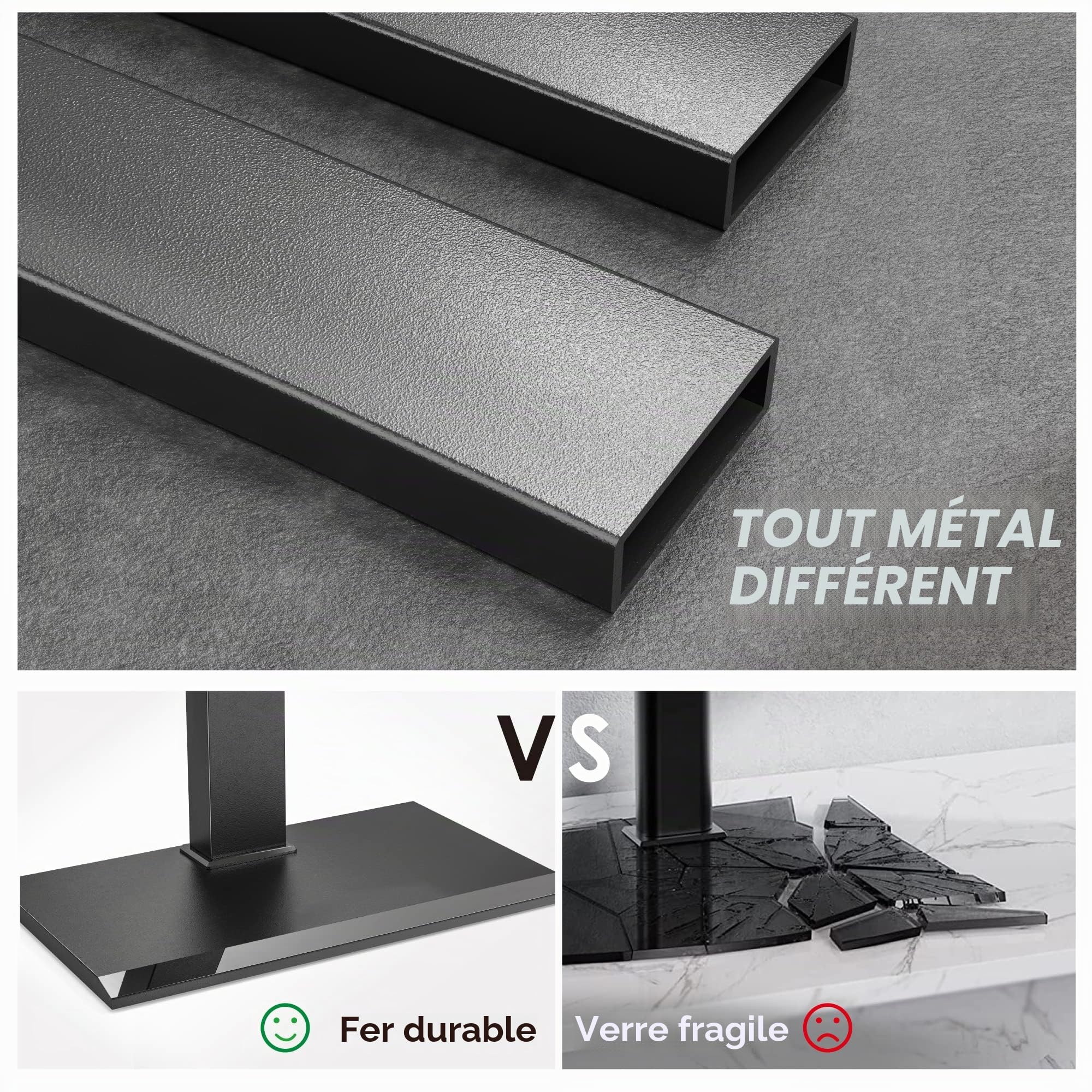 FITUEYES Support TV sur Pied, en Fer, 50-80 Pouces, VESA 800 x 400 mm