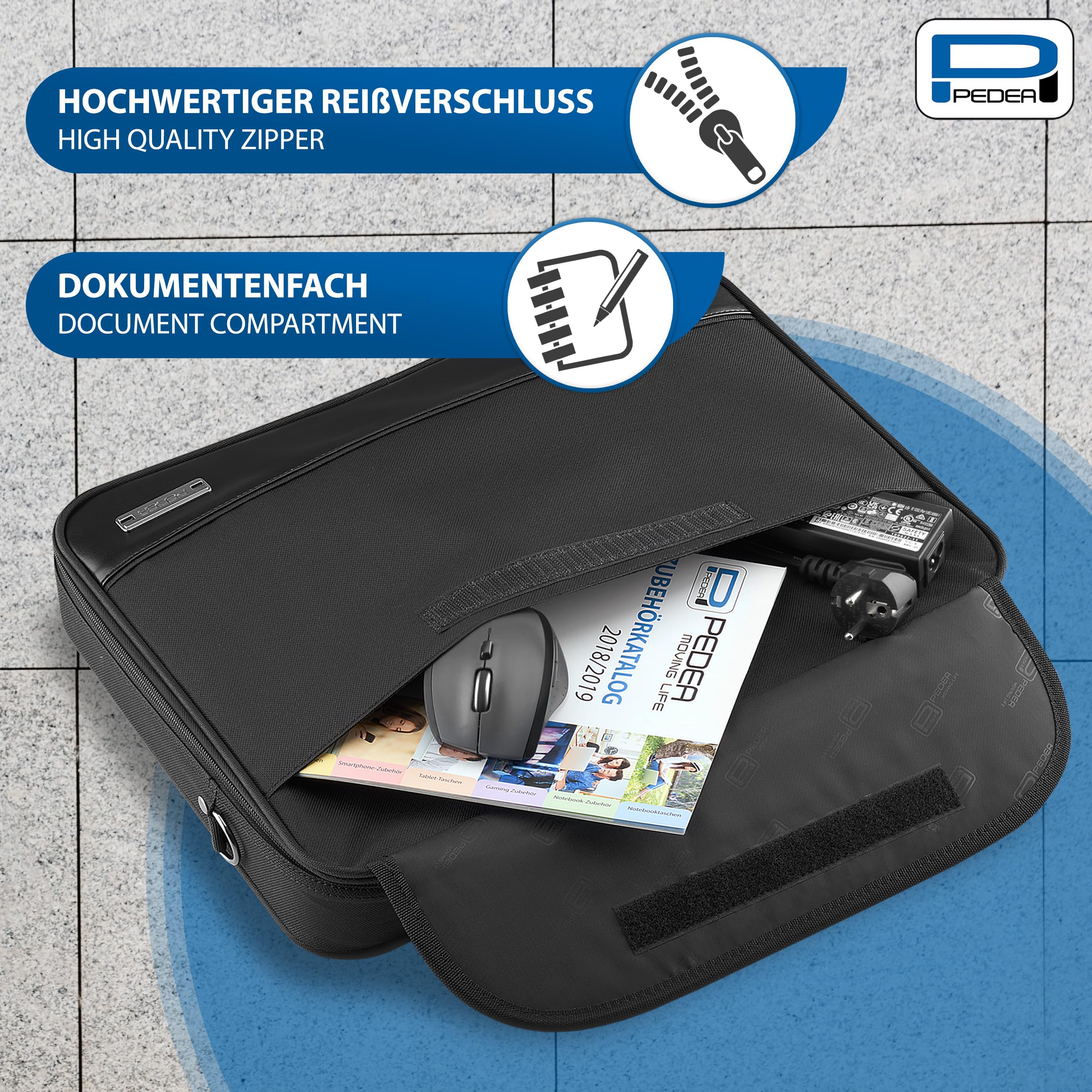 PEDEA Blackline, Sacoche pour Ordinateur Portable Mixte, 17,3 Zoll