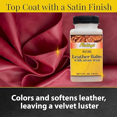 Miniatura 3 de Fiebing's Bálsamo de cuero (4 onzas) – Acondicionador de acabado superior de cera de átomo líquido para recoloración neutra, todo artesanía de cuero