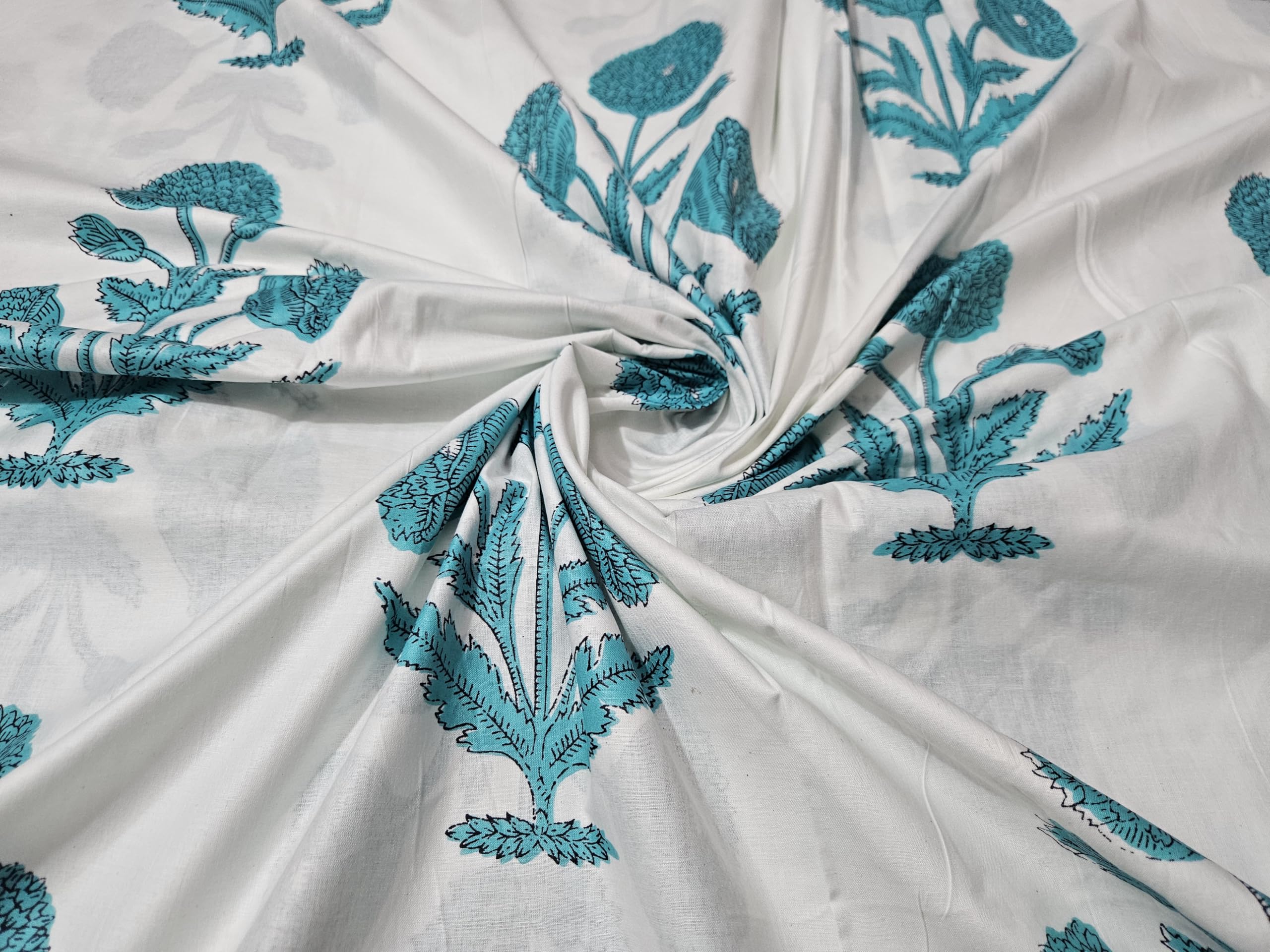 Premium White Floral Printed Cotton Fabric for Kurti, Dress Material, Suit, Craft & Boutique Stitching, Soft Breathable Wear Use-image-29