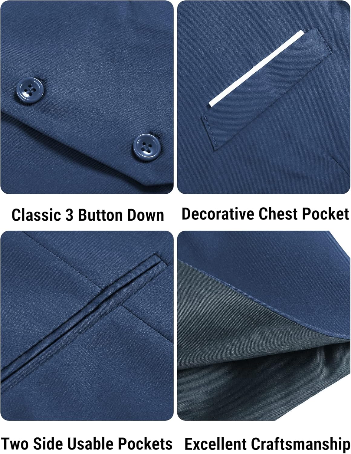 COOFANDY Men's Suit Vest Slim Fit Formal Dress Waistcoat Casual Business Vests for Suit or Tuxedo - Image 5