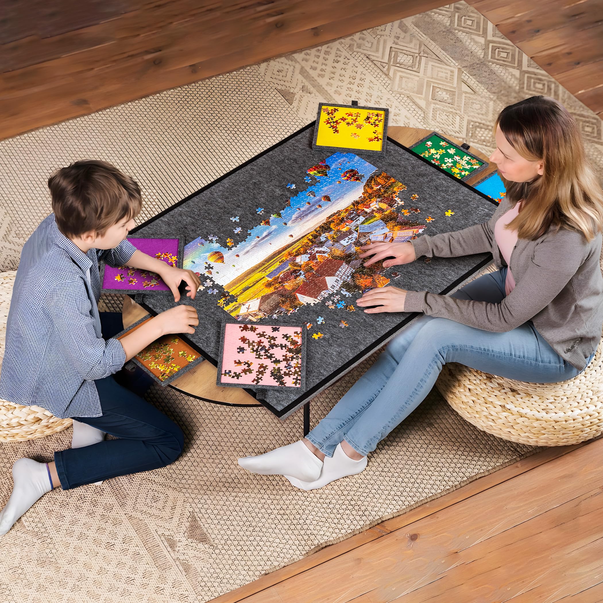 Becko US Tavola puzzle pieghevole e inclinabile da 2000 pezzi, con 6 cassetti e copertura, tavolo puzzle leggero e portatile con supporto integrato per la regolazione dell'angolo, per puzzle da 2000,