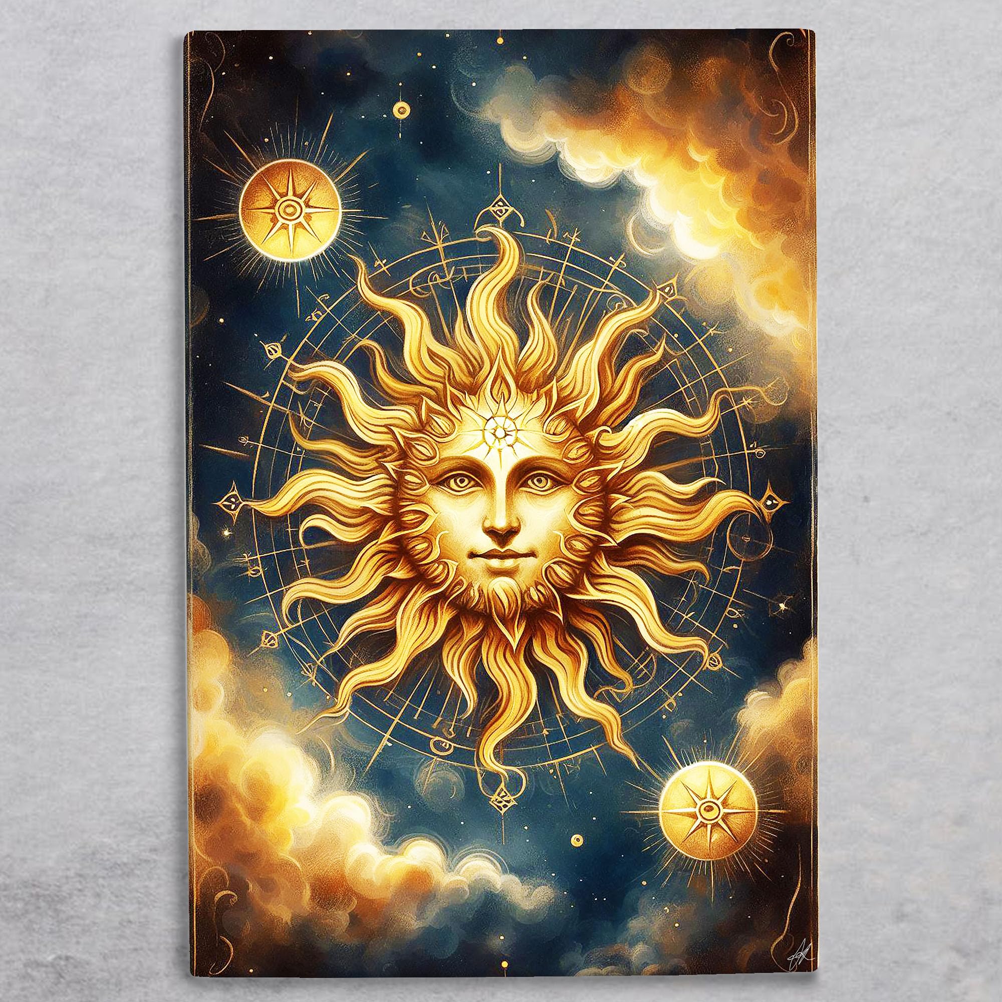 Prezents.com Blue Tarot The Sun Spiritual Artwork On Ceramic Wall Art Picture Tile