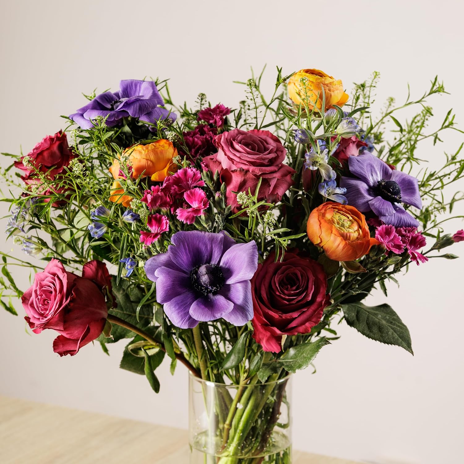 Epicflowers Twilight Bloom Fresh Flower Bouquet, Mixed Flowers, 24 Stems, Glass Vase Included, Birthday, Anniversary, Thank You, Sympathy