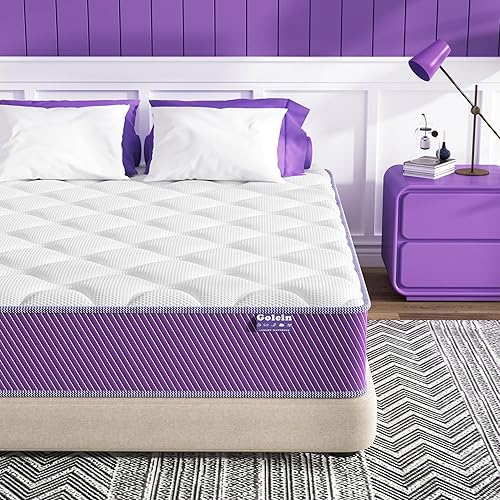 Miniatura 10 de Colchón de tamaño matrimonial, colchón de espuma viscoelástica de 10 pulgadas en una caja con resortes ensanchados, colchones híbridos de firmeza