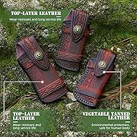 Vista 6 de Omesio Funda para cuchillo de bolsillo (M), funda plegable de 4.53 pulgadas para cuchillo plegable, funda de cuero para cuchillos, funda horizontal