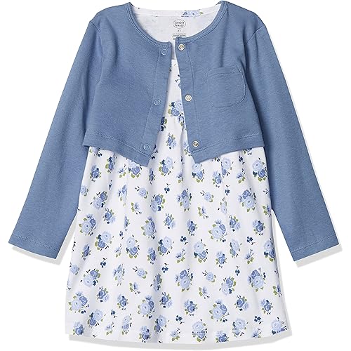 Luvable Friends Baby and Toddler Girl Dress and Cardigan