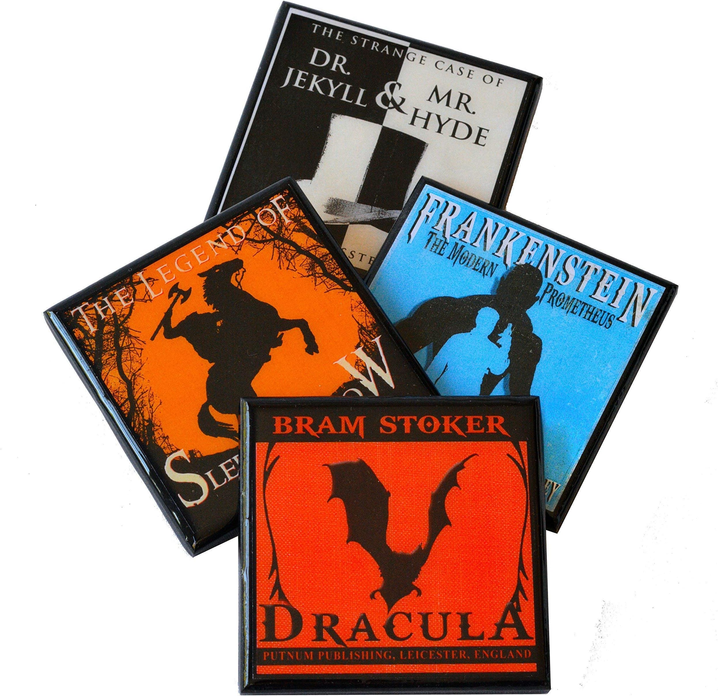 Classic Gothic Horror Book Cover Drink Coaster Set
