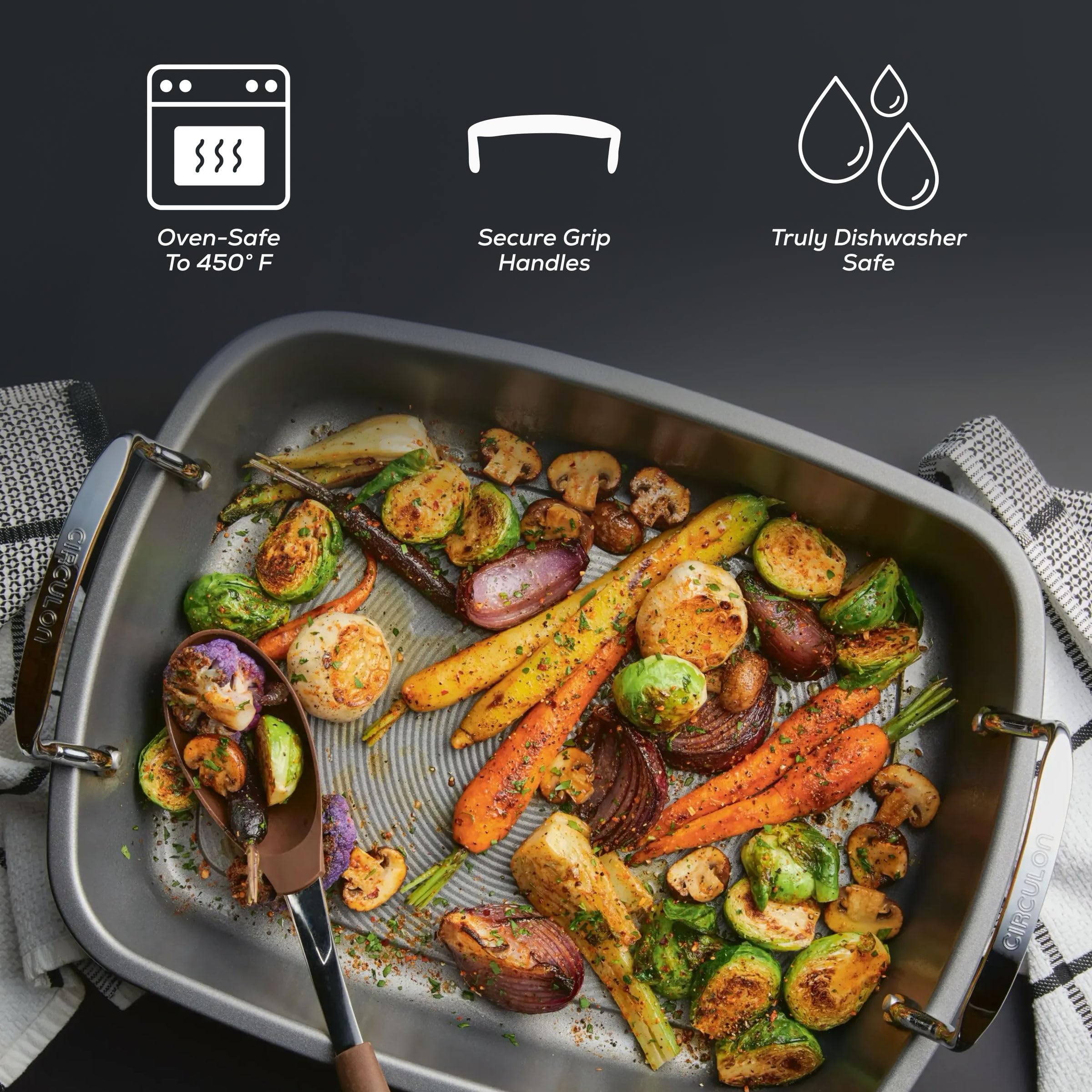 Circulon Nonstick Roaster - 17" x 13" with Rack -6