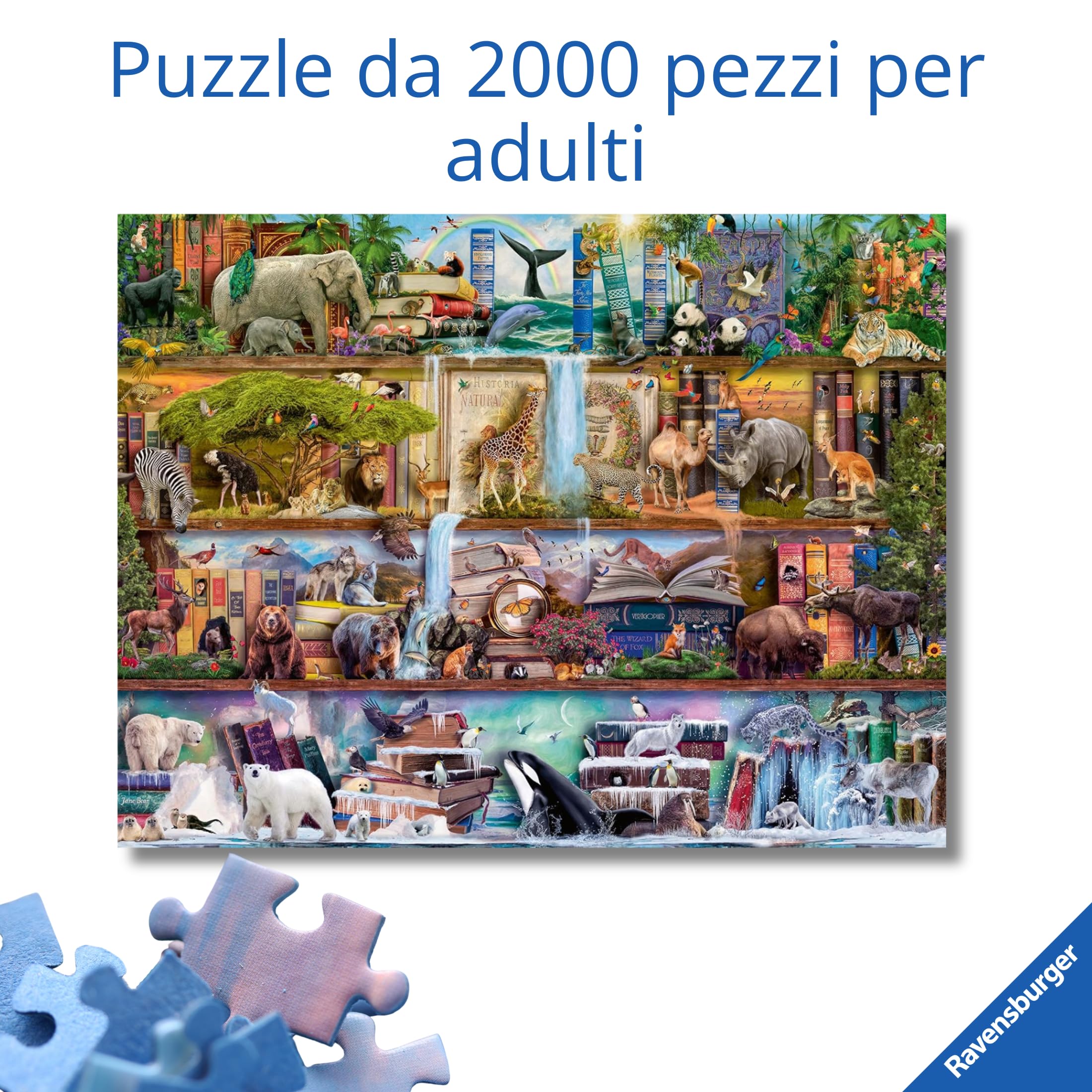 Ravensburger - Puzzle 2000 Pezzi Animali Selvatici | Puzzle 2000 Pezzi | Rompicapo Adulti E Bambini Dai 14 Anni In Su | Regalo Per Bambini E Adulti | Misure 98x75cm | Tecnologia Soft-click