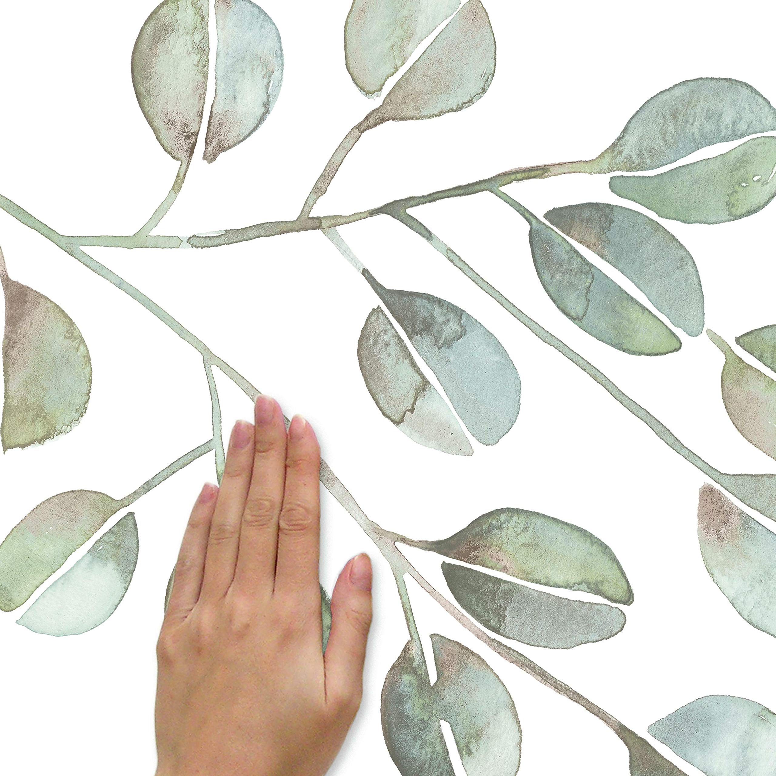 RoomMates RMK4710GM Catcoq Eucalyptus Peel and Stick Wall Decals, Green, Blue, Brown - Image 3