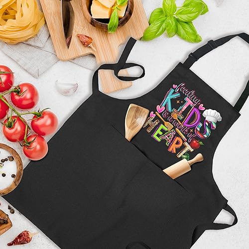 Miniatura 5 de Delantal de agradecimiento al personal de la cafetería, con bolsillos, para el almuerzo, para el almuerzo, para damas, la alimentación de los niños