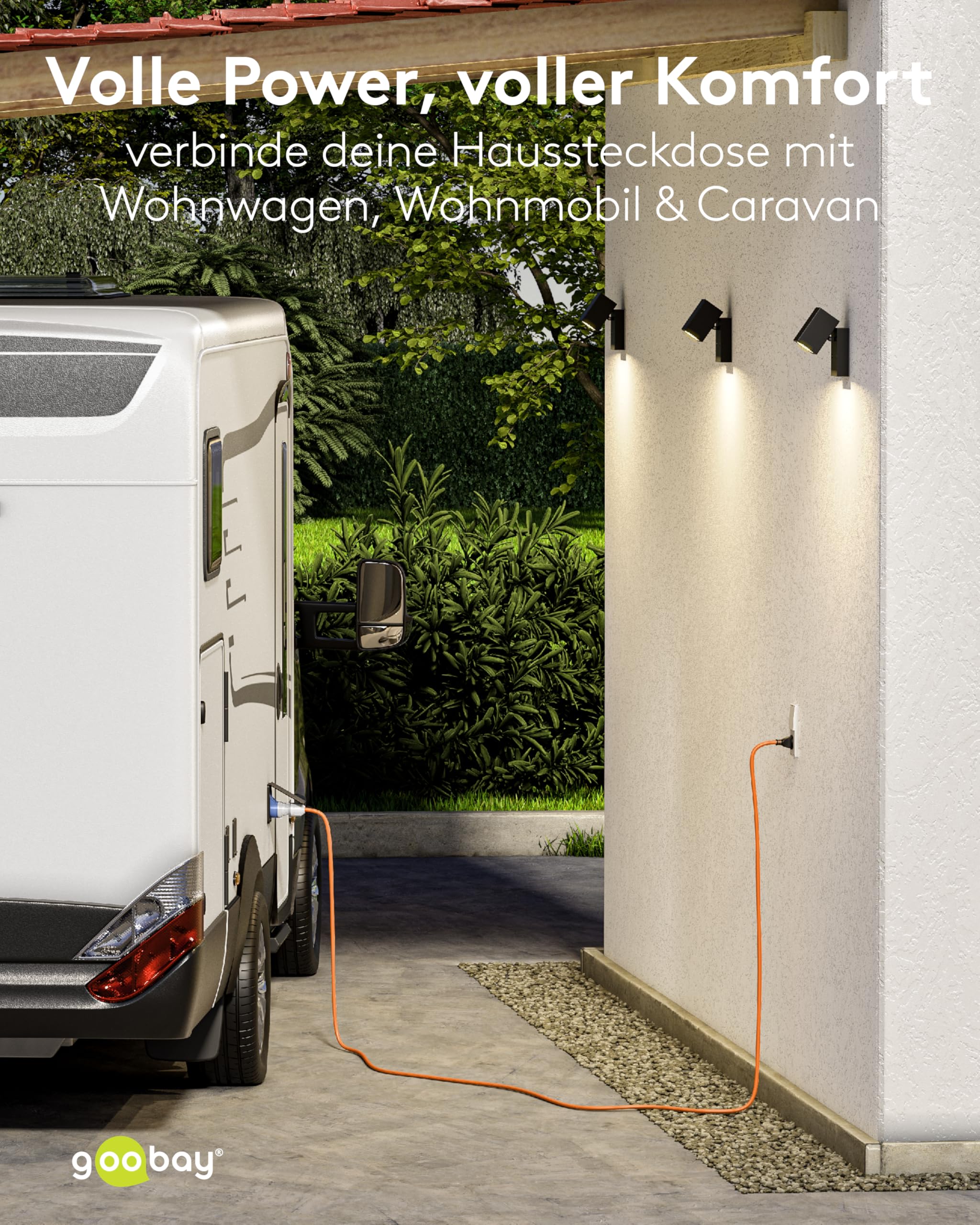 goobay CEE-Adapterkabel 5 m Schutzkontakt auf CEE-Buchse IP44 Camping Wohnwagen