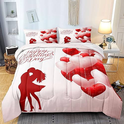 Miniatura 2 de Juego de ropa de cama con globos, tamaño matrimonial, juegos de ropa de cama para el día de San Valentín para niños, mujeres, adultos, decoración