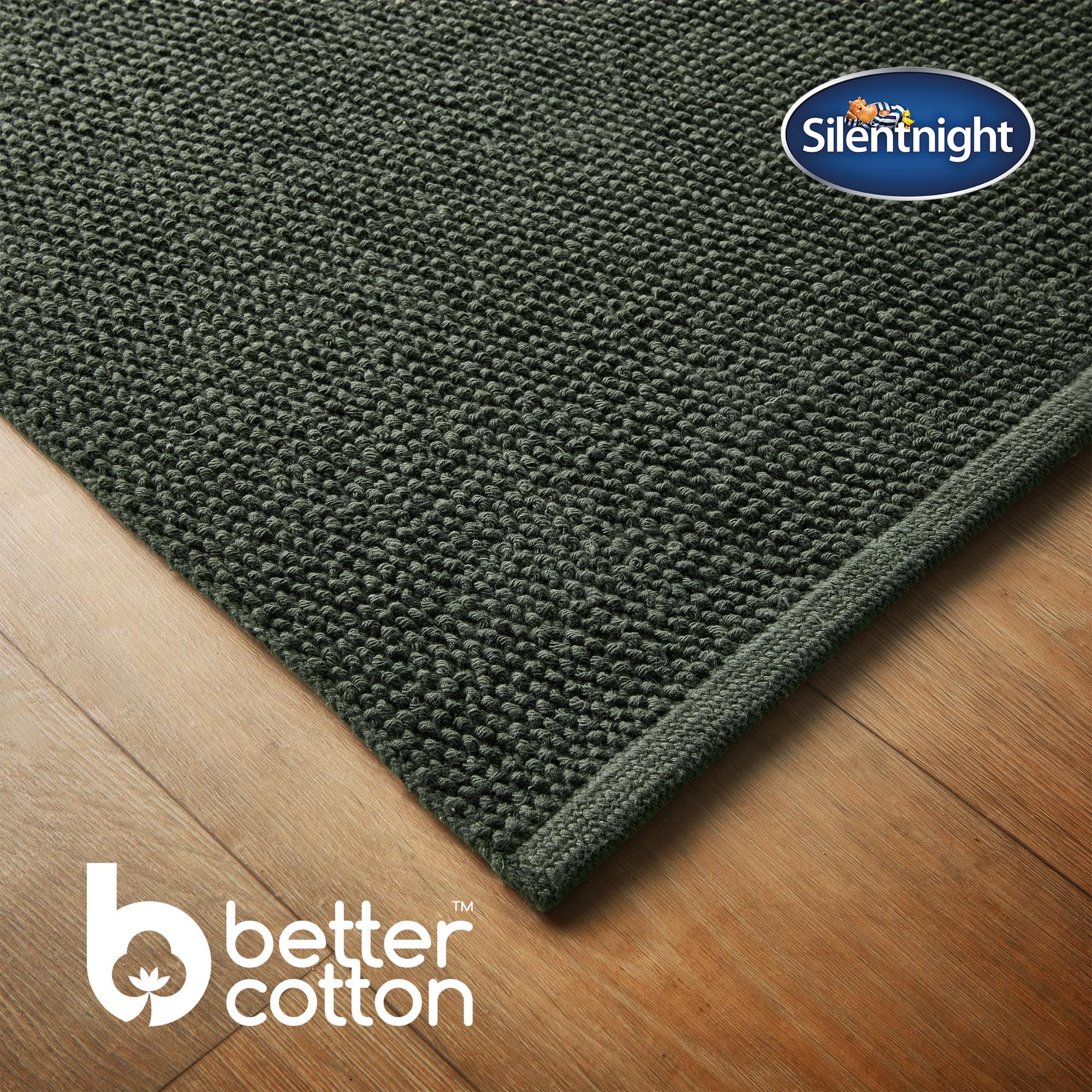 Silentnight Textured Knot Bathmat Green, Super Soft & Quick Drying 100% Cotton BCI, Handcrafted Fully Knotted Loop Bathmat - Image 3