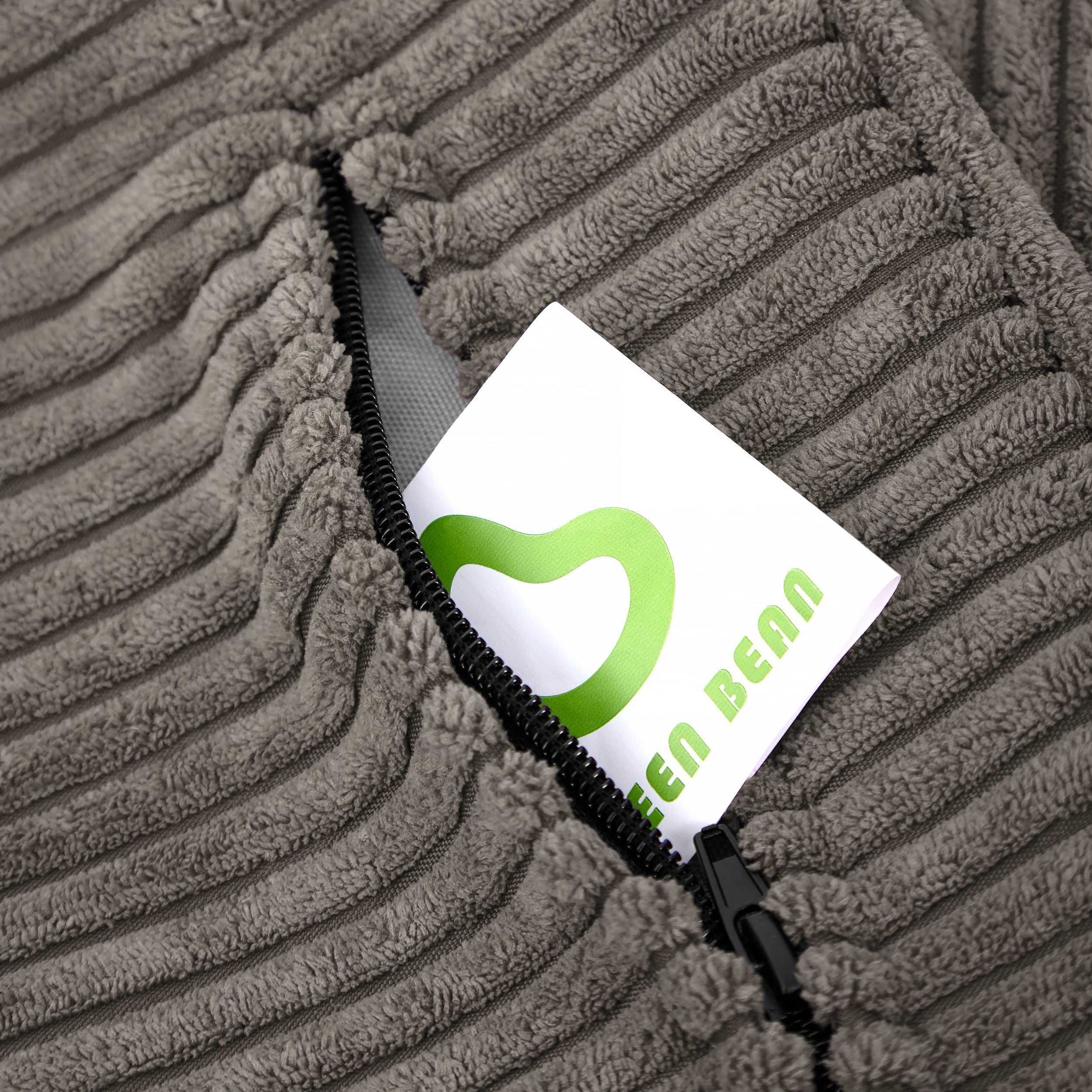 Green Bean Square XXL Indoor Bezug aus Kord 140 x 180 cm - ohne Füllung - Sitzsackhülle, Sitzsackbezug - 600D Oxford, Cord - kuschelig, weich, robust - waschbar, mit Innensack - Anthrazit