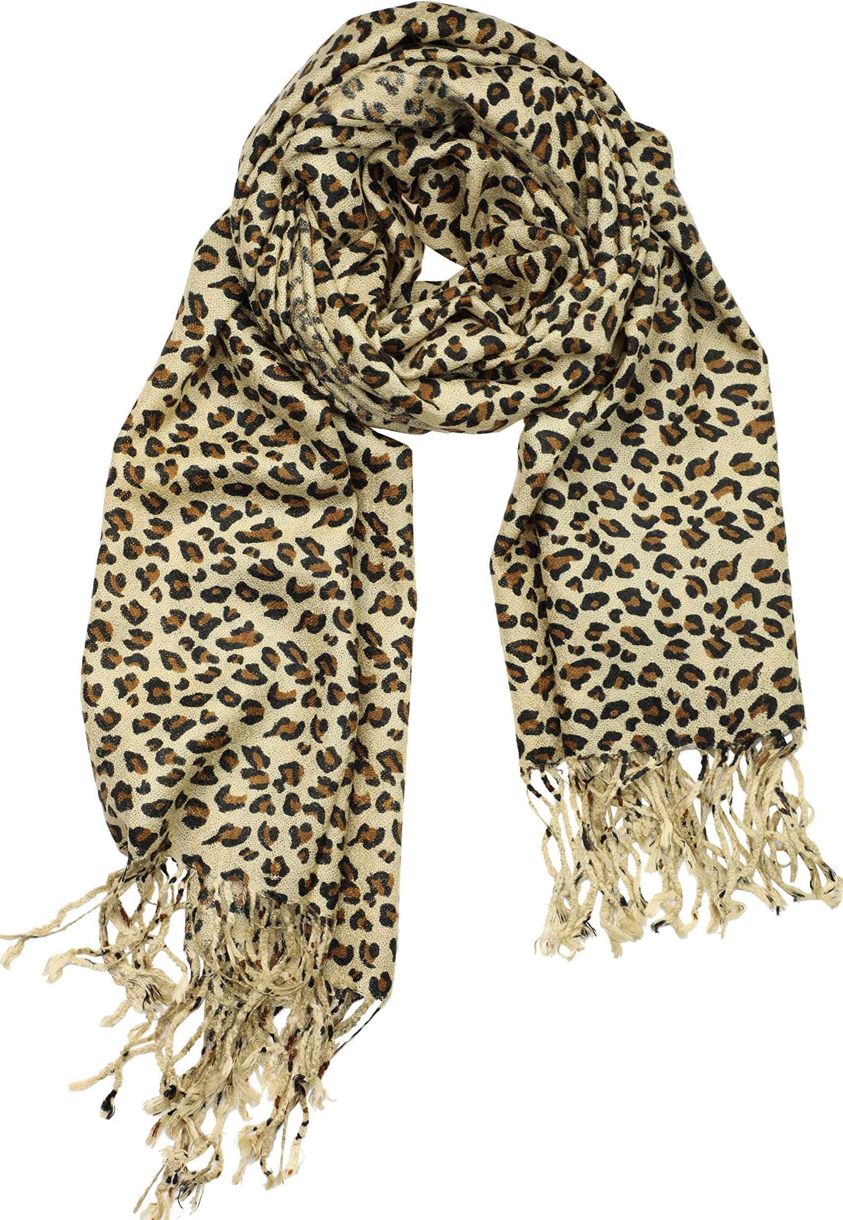 Achillea Classic Animal Leopard Print Fashion Scarf (Tan Leopard)