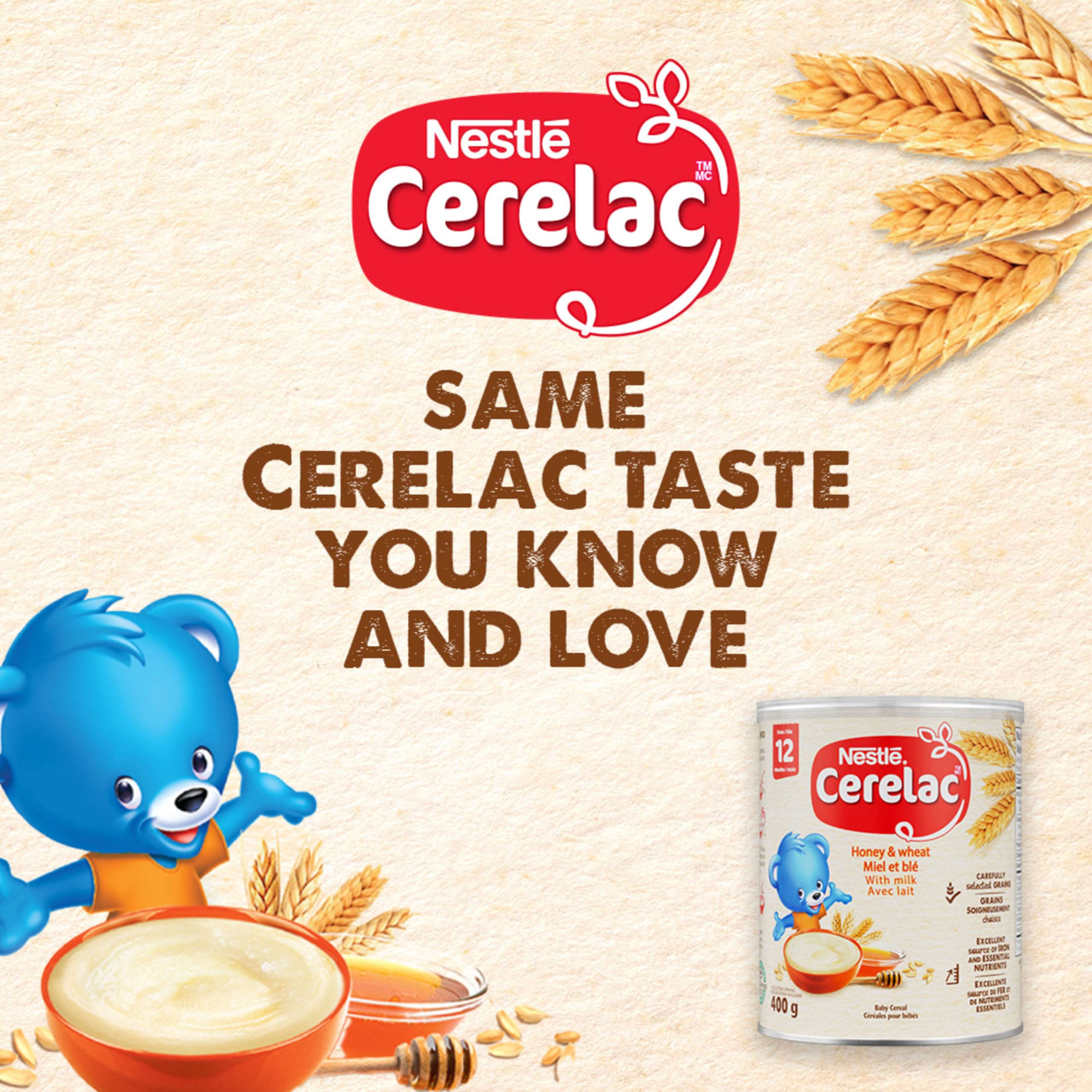 CERELAC Honey & Wheat With Milk Baby Cereal, Source of Iron & Essential Nutrients, Vegetarian, Certified Halal, Recyclable Canister, Resealable, 400 g - 5