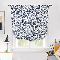 Vista 13 de DriftAway Cortinas con Lazos para Ventanas Ryan Sketch Ramas Florales Hojas Opacas con Forro Cortina con Lazos Ajustable Estilo Globo con Bolsillo