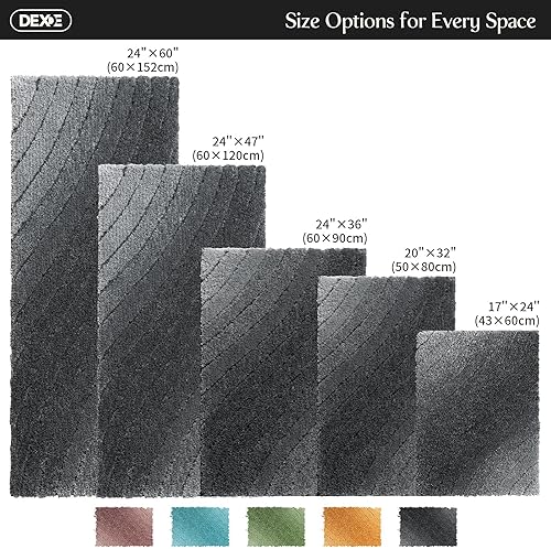 Miniatura 2 de DEXDE Tapete de baño de lujo, tapete de baño de microfibra esponjosa, extra suave y absorbente, antideslizante, tapete de baño grande para suelo de