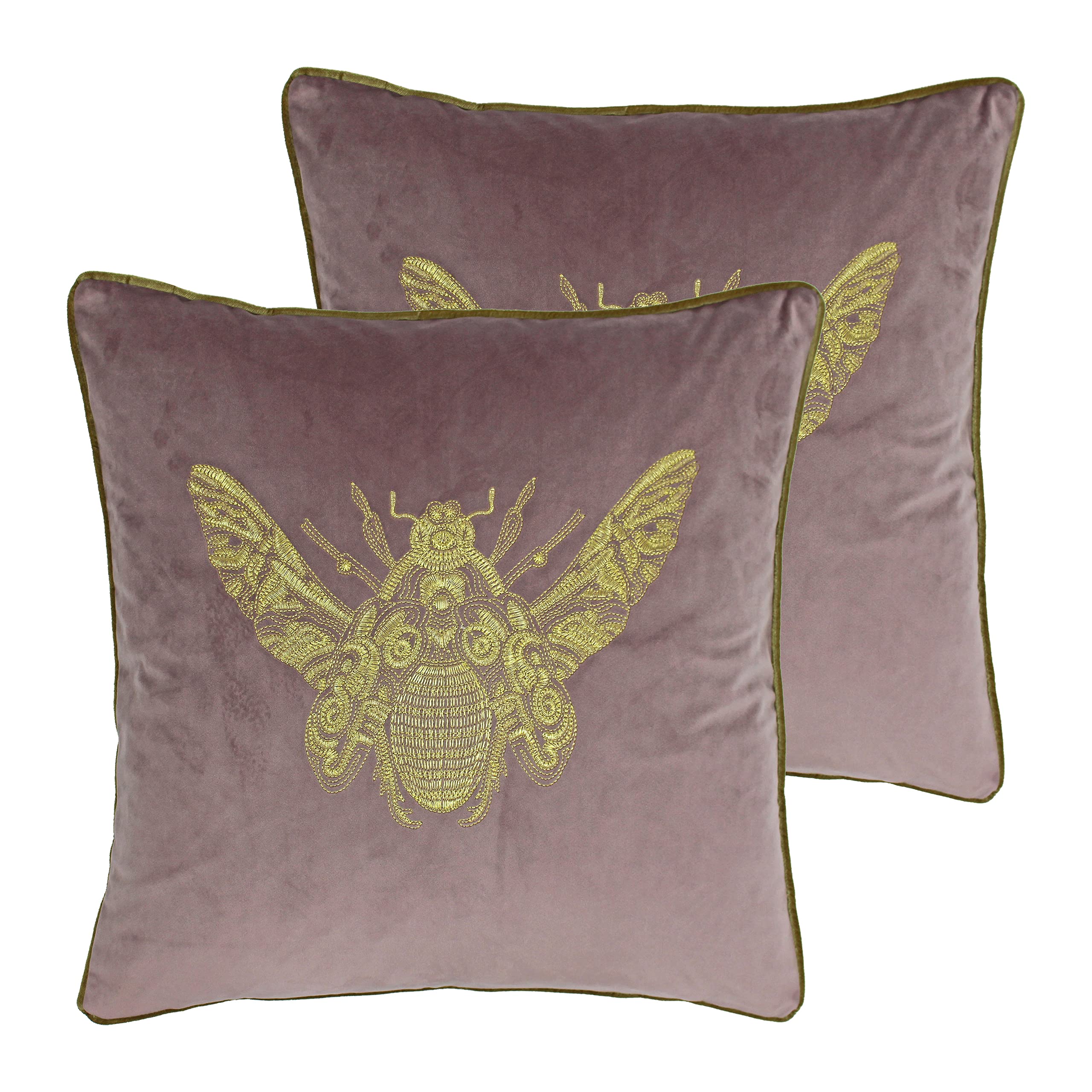 Paoletti Cerana Twin Pack Plumes Coussins Filled, Polyester, Dusty Blush, 50 x 50cm