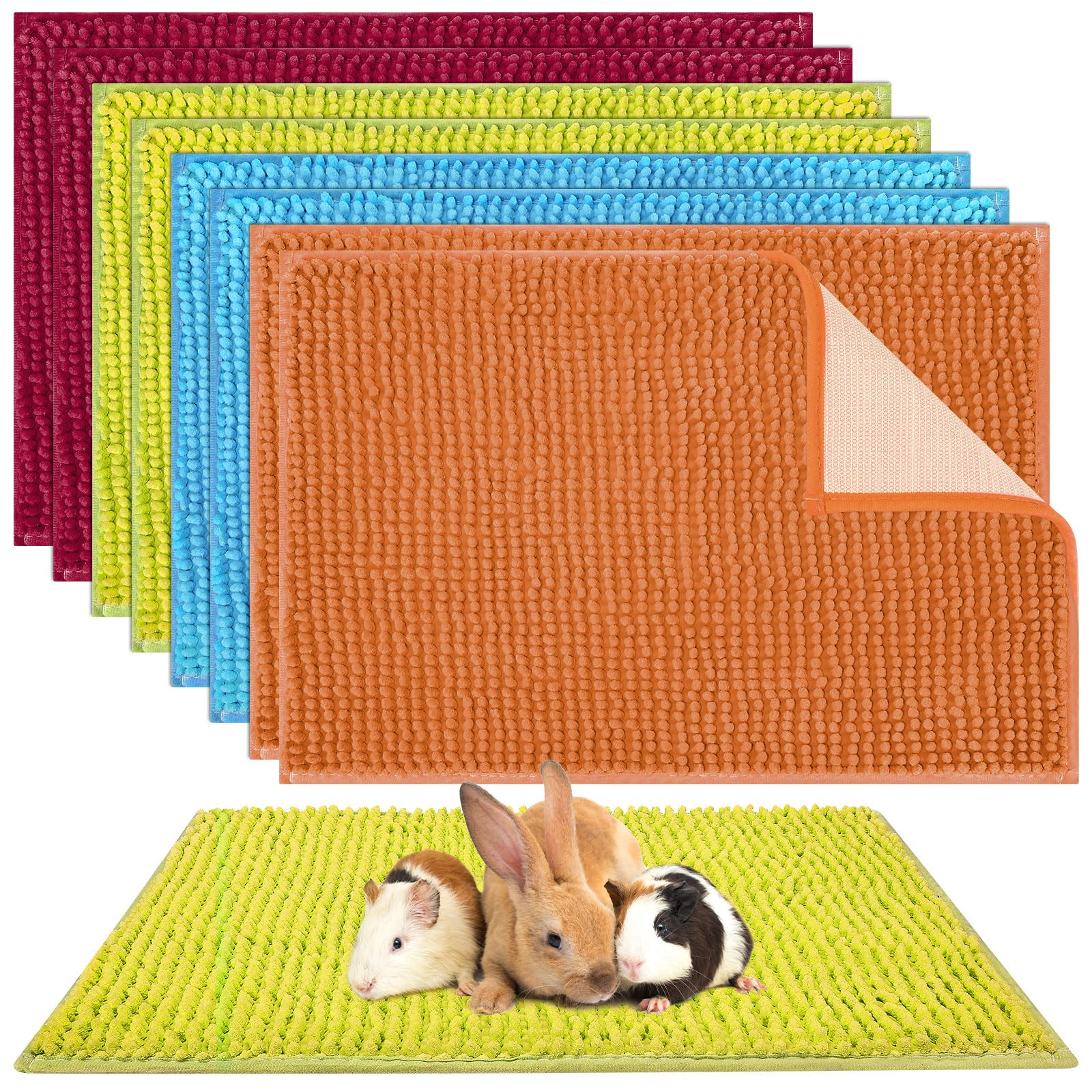 Barydat 8 Pcs Guinea Pig Cage Liner for Guinea Pig Cage Bedding Reusable Rabbit Mat Pad Washable Training Pad Animal Sleeping Bedding Mat(24x16'',